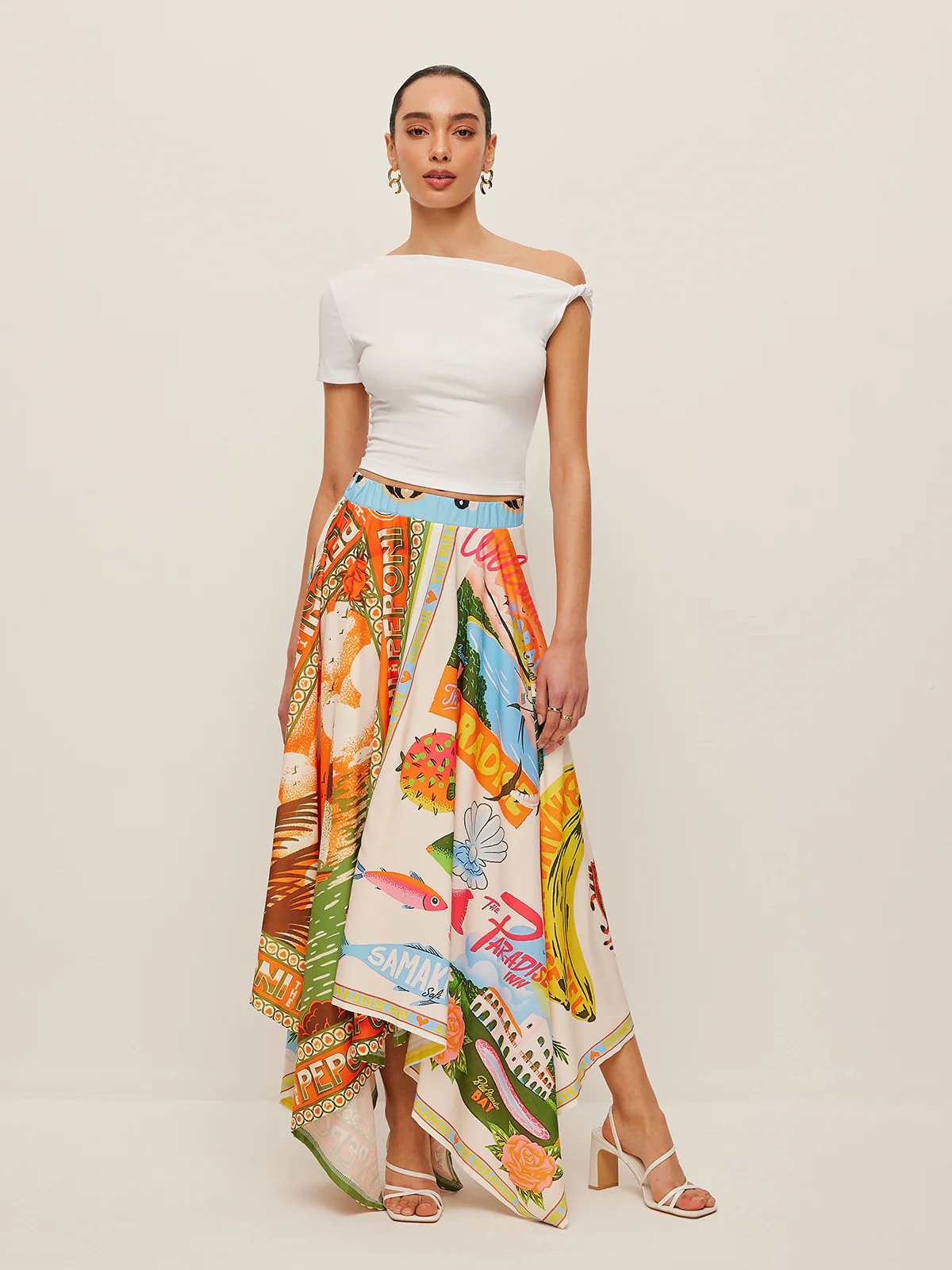 Printed Handkerchief Hem Skirt - Image 4