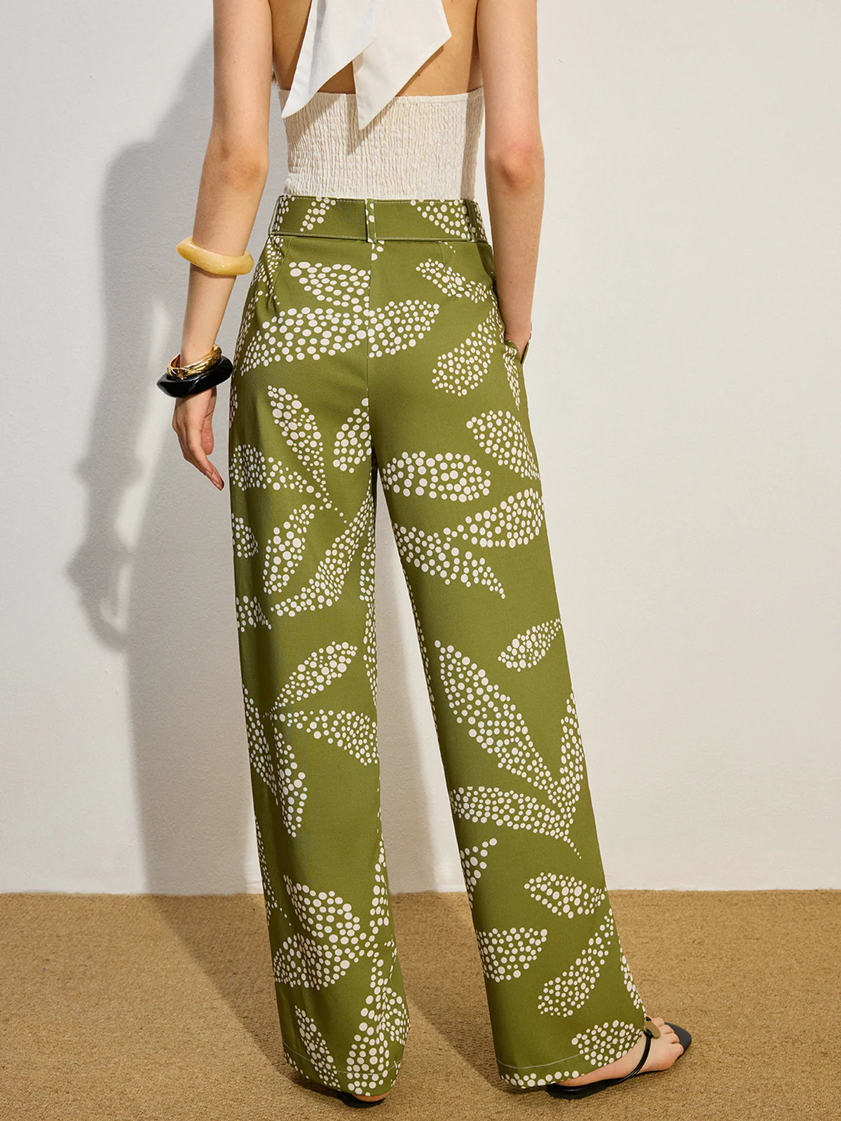 Printed Mid-Rise Thin Pants - Image 6