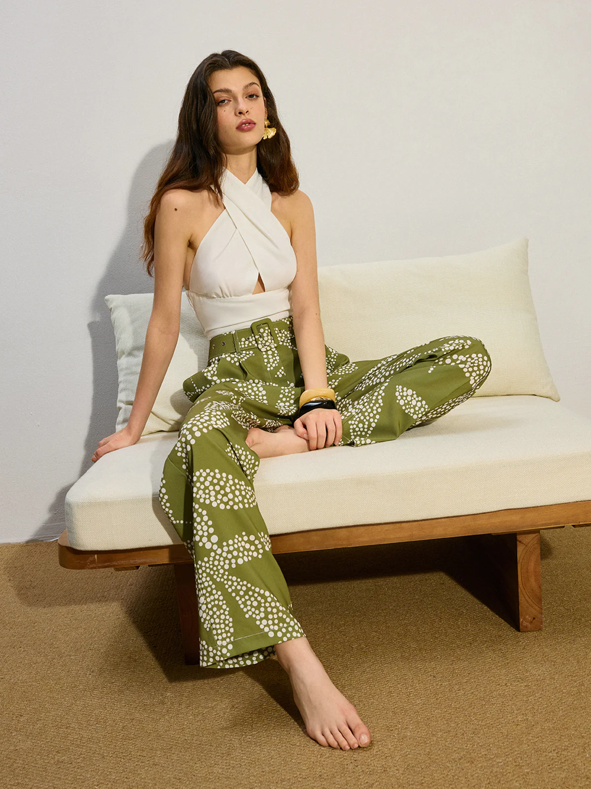 Printed Mid-Rise Thin Pants - Image 7
