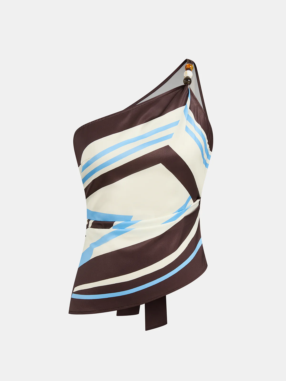 Printed One Shoulder Satin Top & Pants Set - Image 2