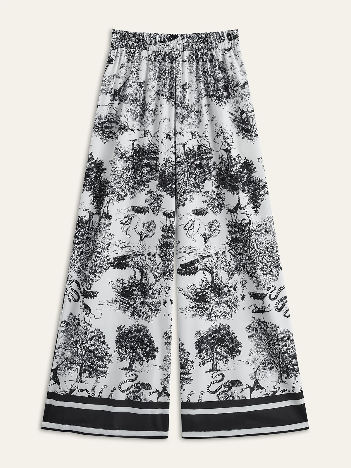 Printed Pants Set With Striped Trim - Image 4