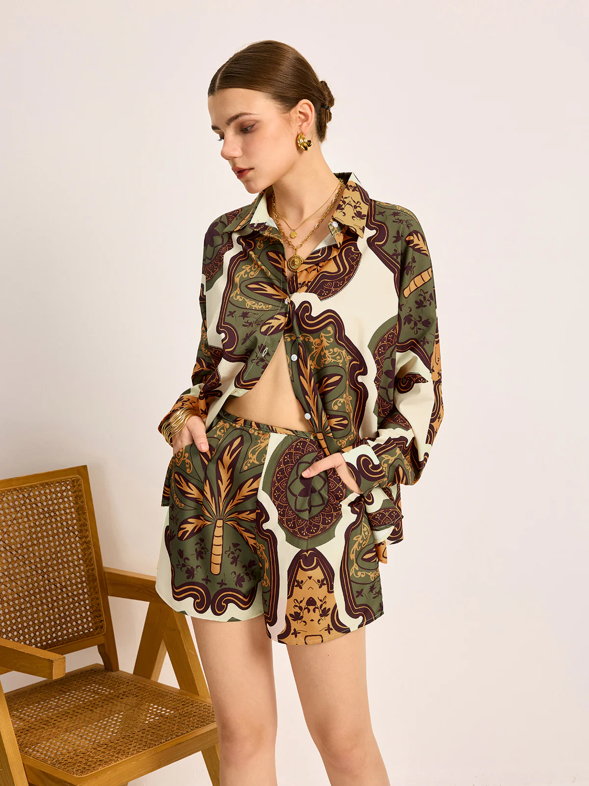 Printed Shirt Shorts Set - Image 2