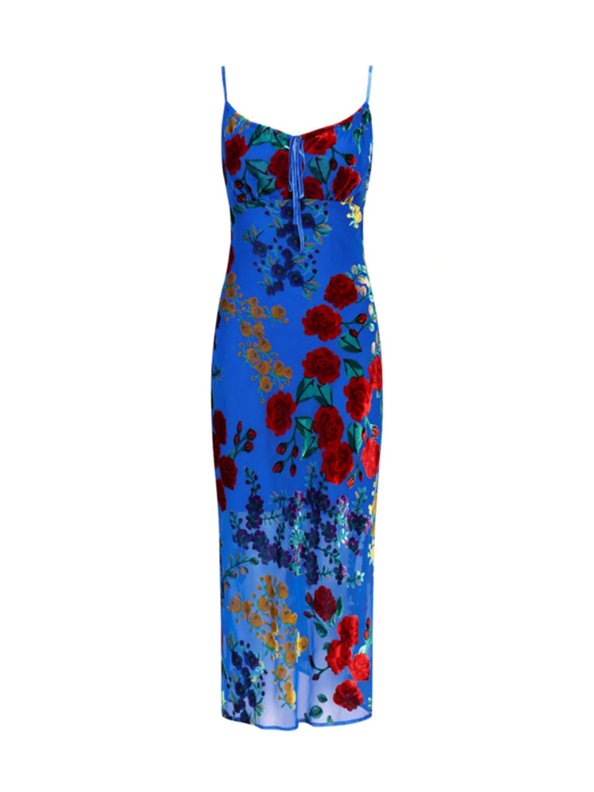Velvet Floral Appliqué Cami Dress - Image 6