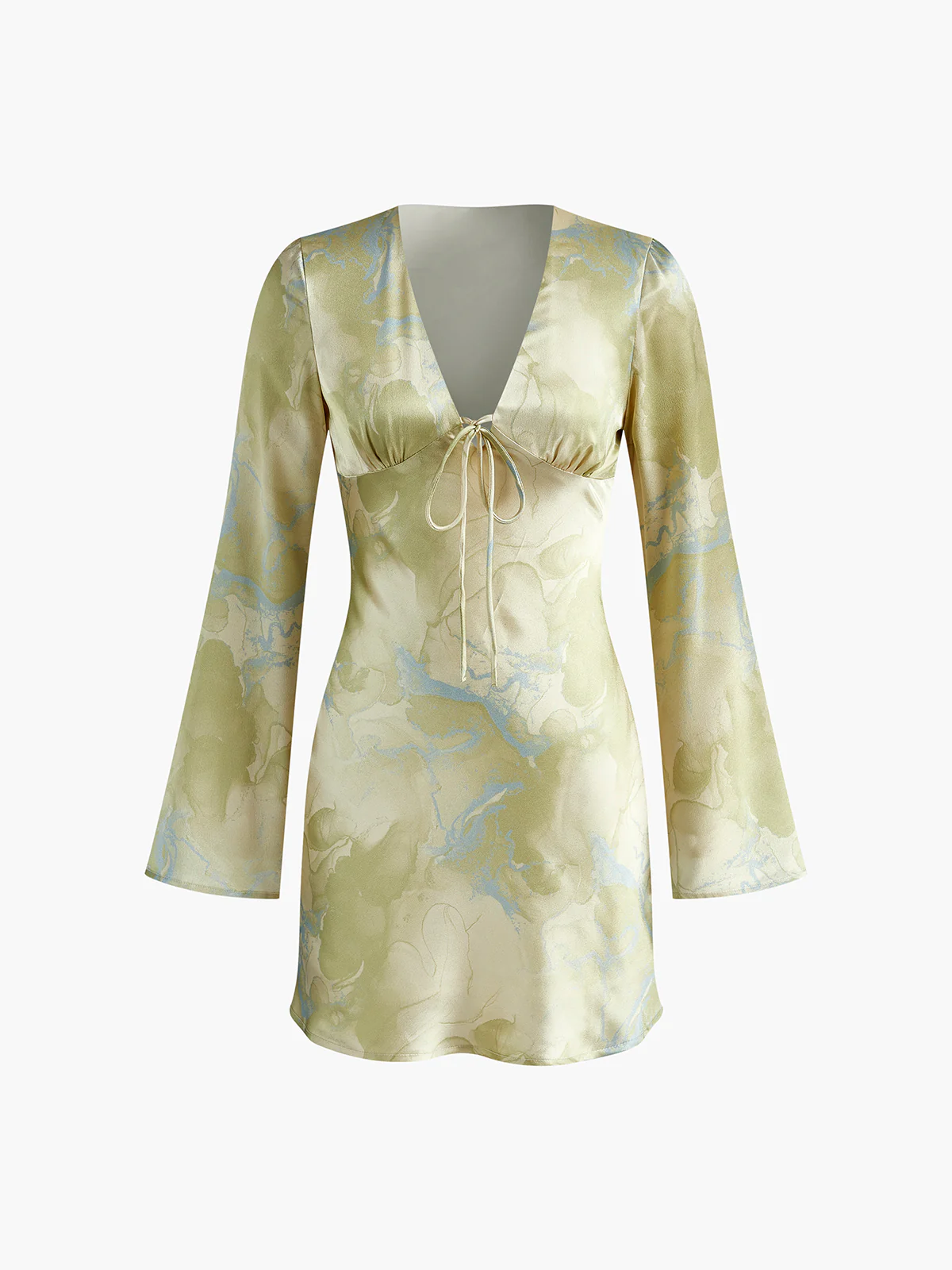 Printed Tie Front Long Sleeve Dress - Image 6