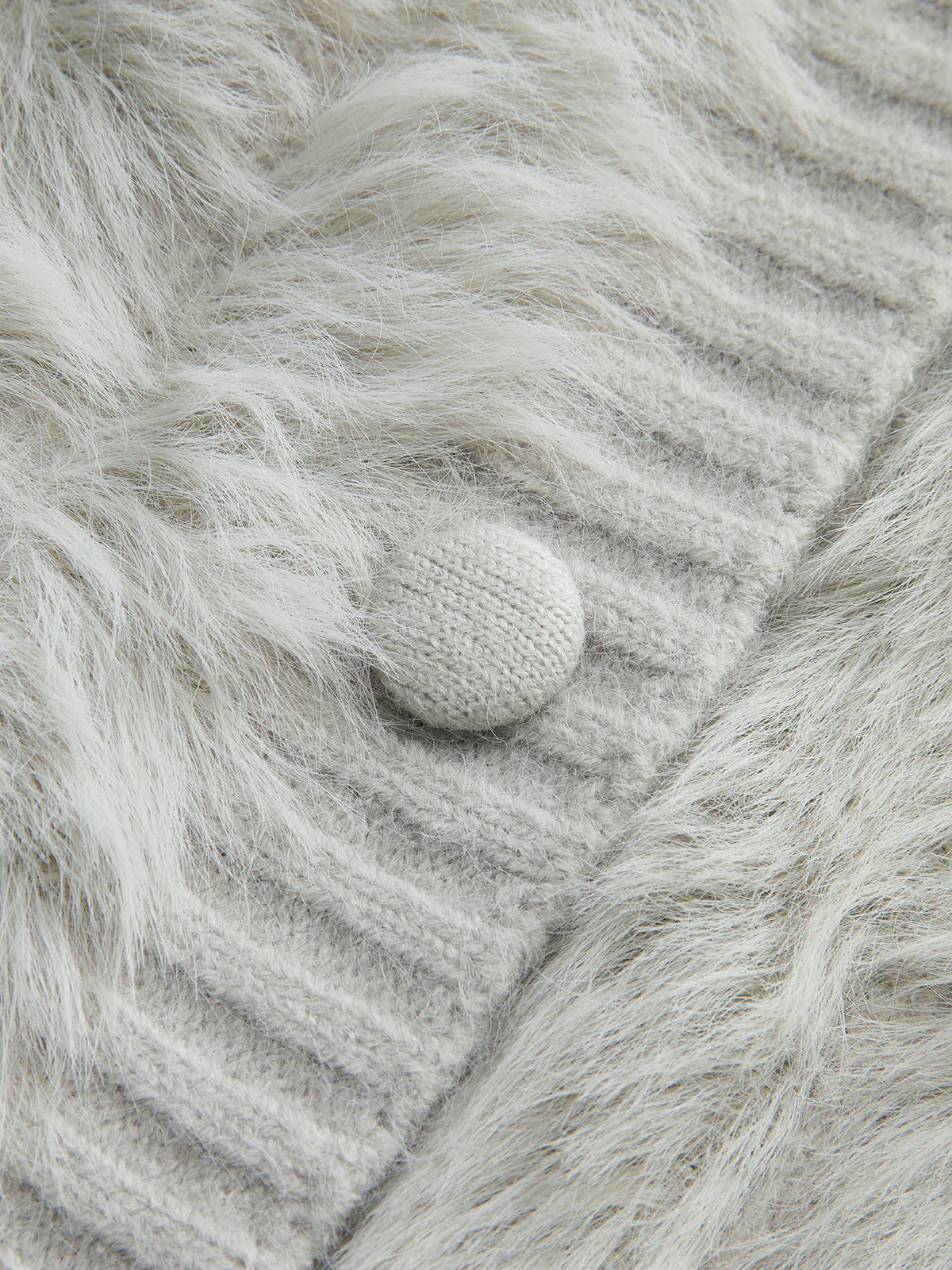 PU-Collar High Stretch Fuzzy Cardigan - Image 2