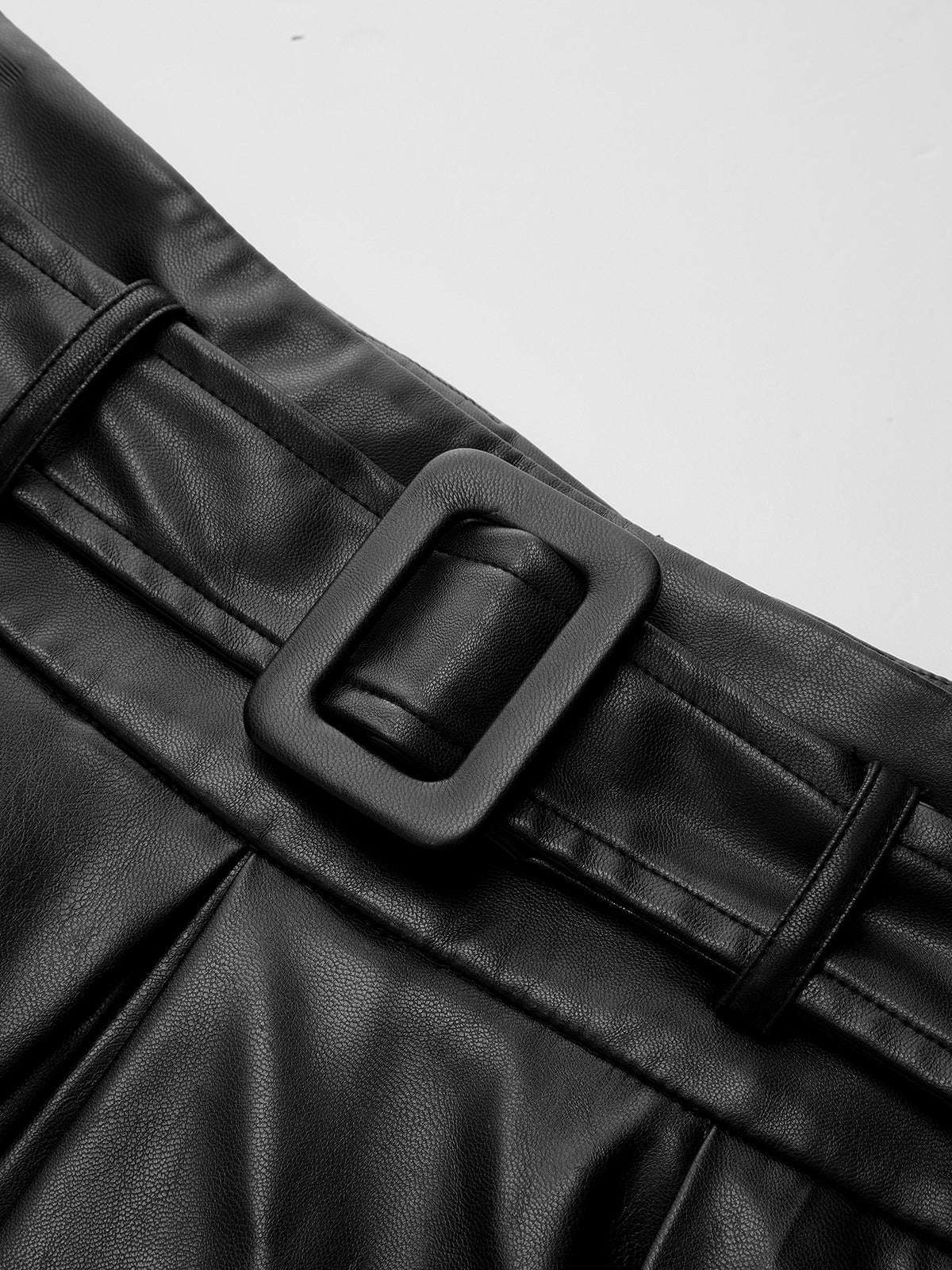 PU Leather Belted Maxi Skirt - Image 3