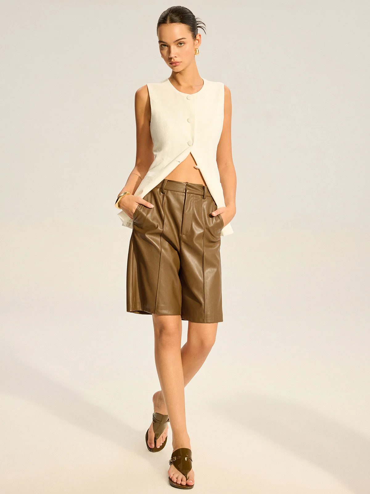 PU Leather Bermuda Shorts - Image 3