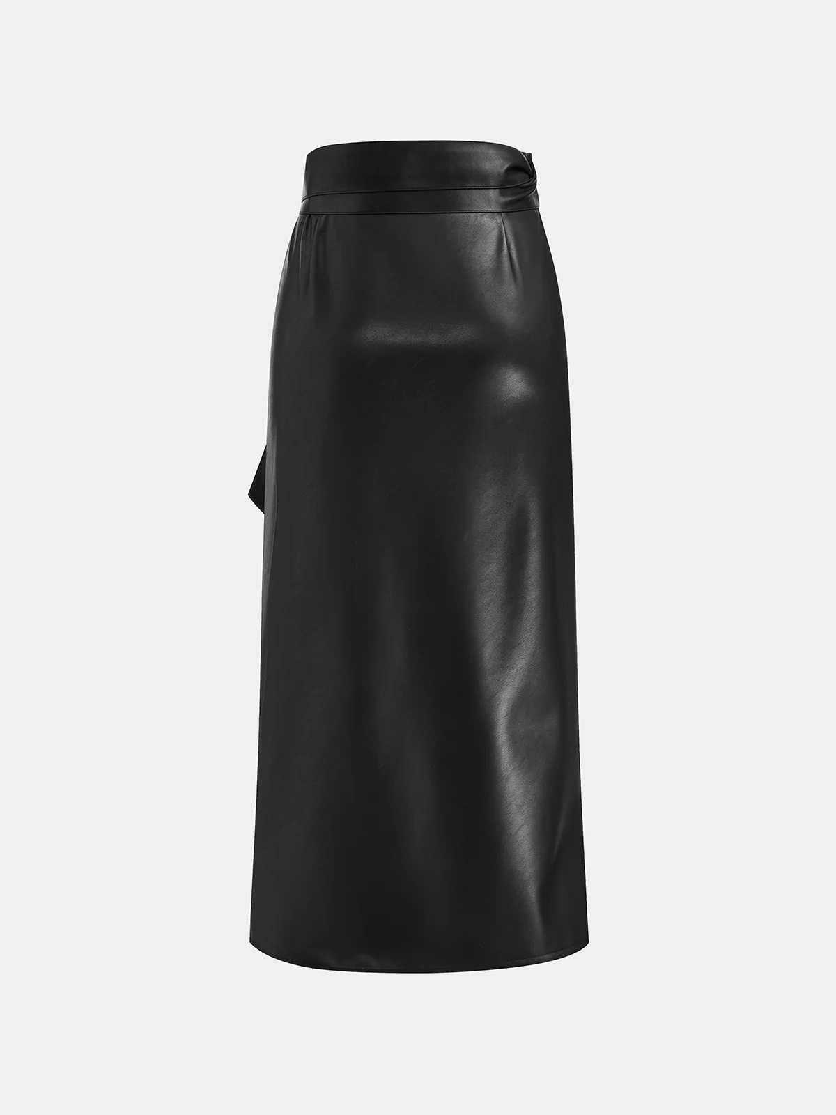 PU Leather Bow Wrap Skirt - Image 3