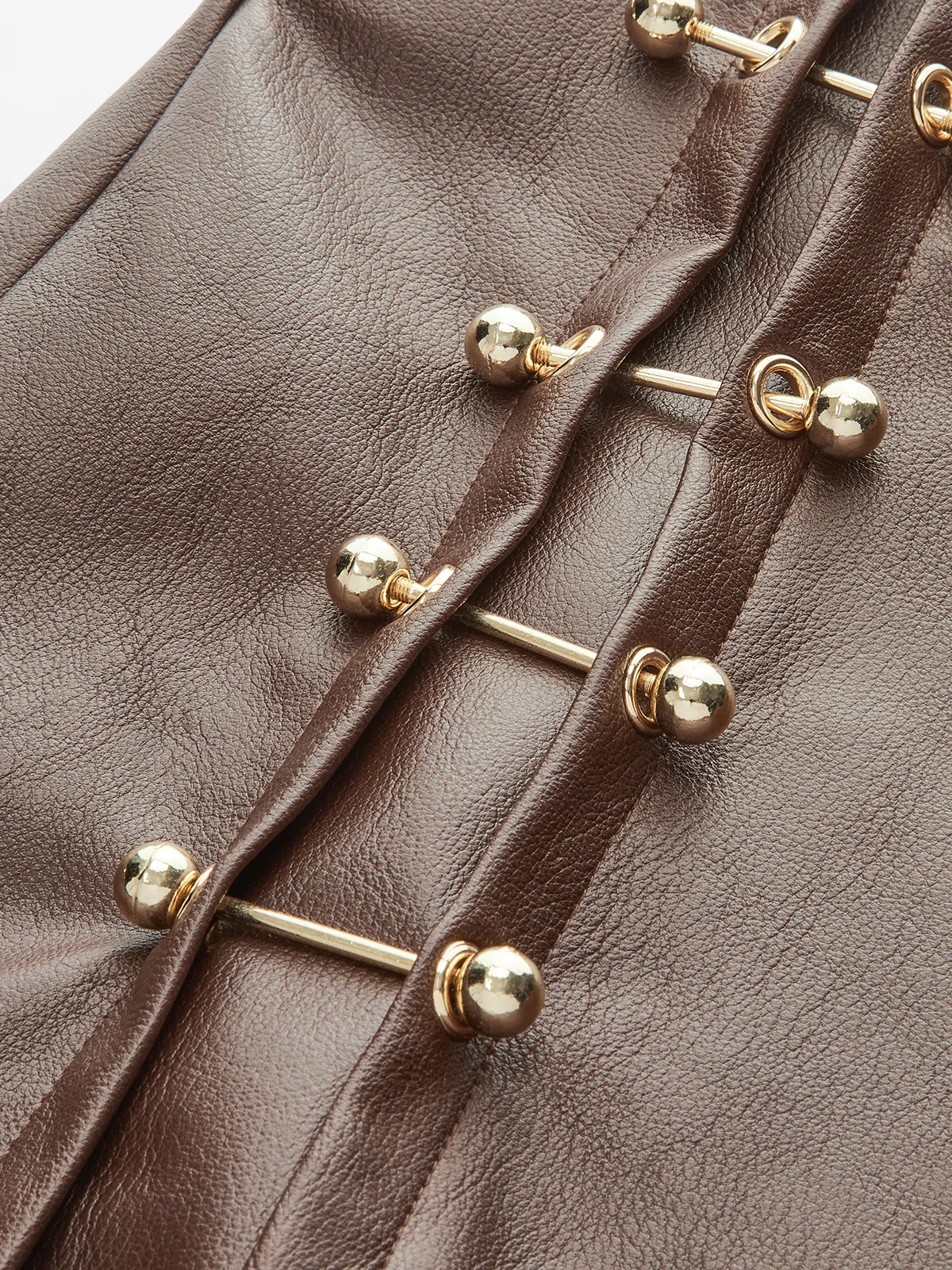 PU Leather Metal Detail Mini Skirt - Image 3