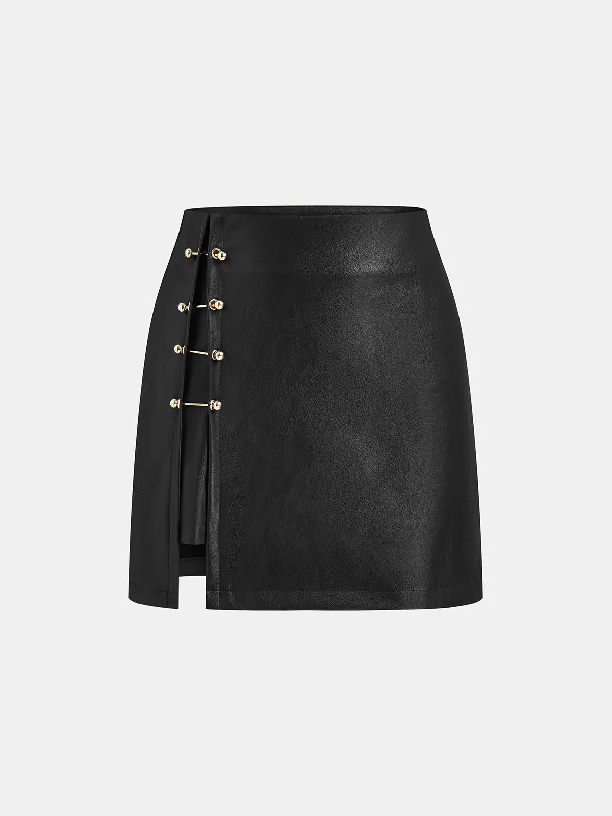 PU Leather Metal Detail Mini Skirt - Image 7
