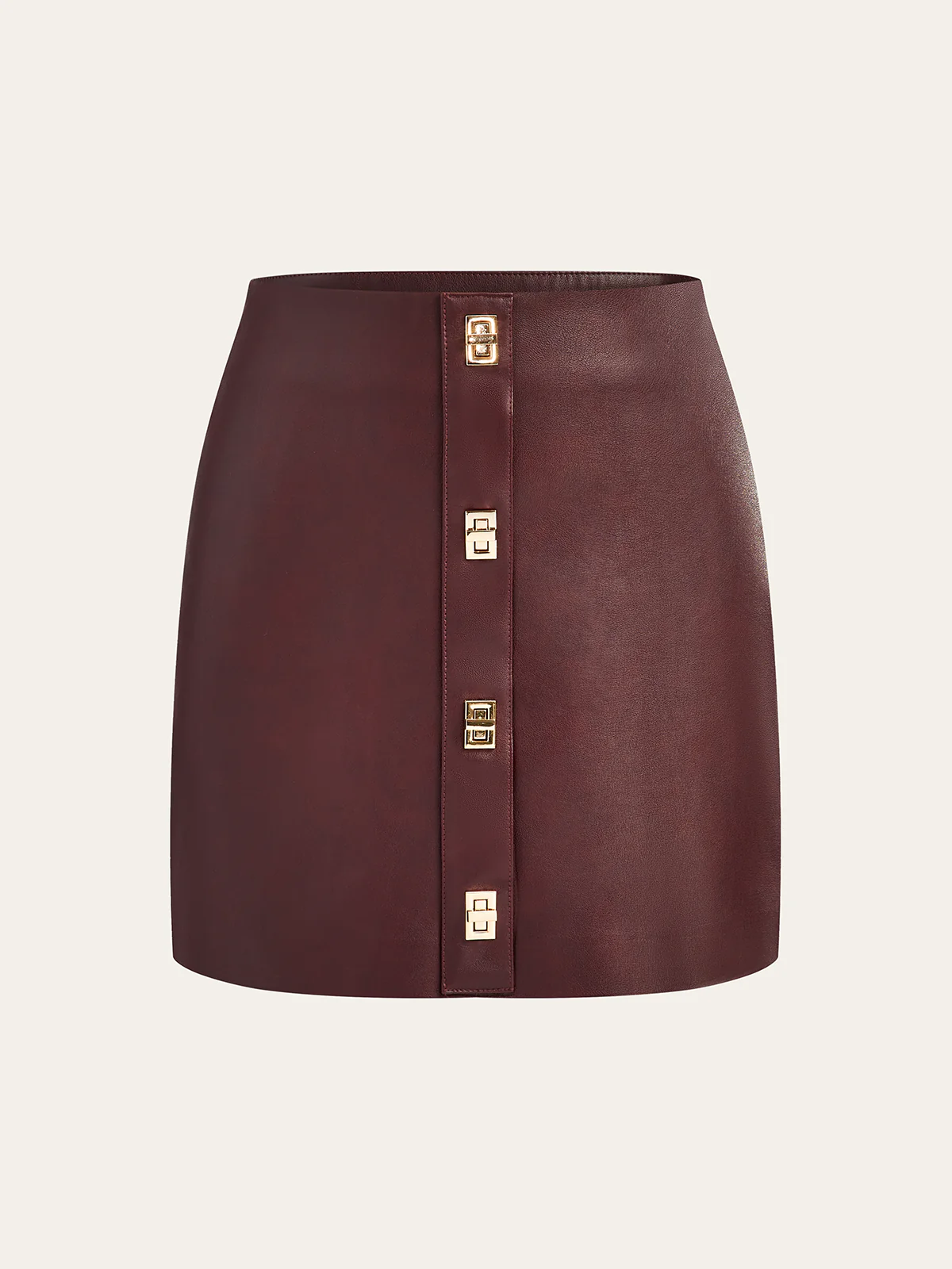 PU Leather Metal Detail Mini Skirt - Image 2