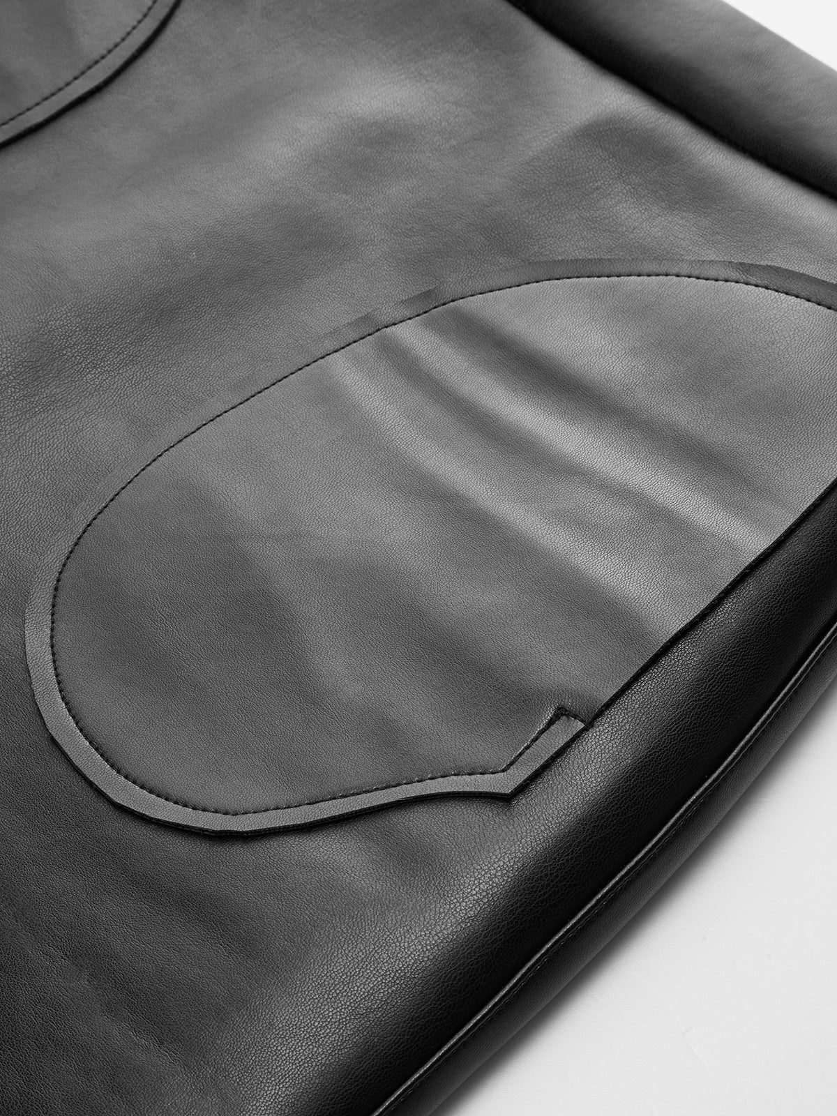 PU Leather Mini Skirt with Oval Pocket Detail - Image 4