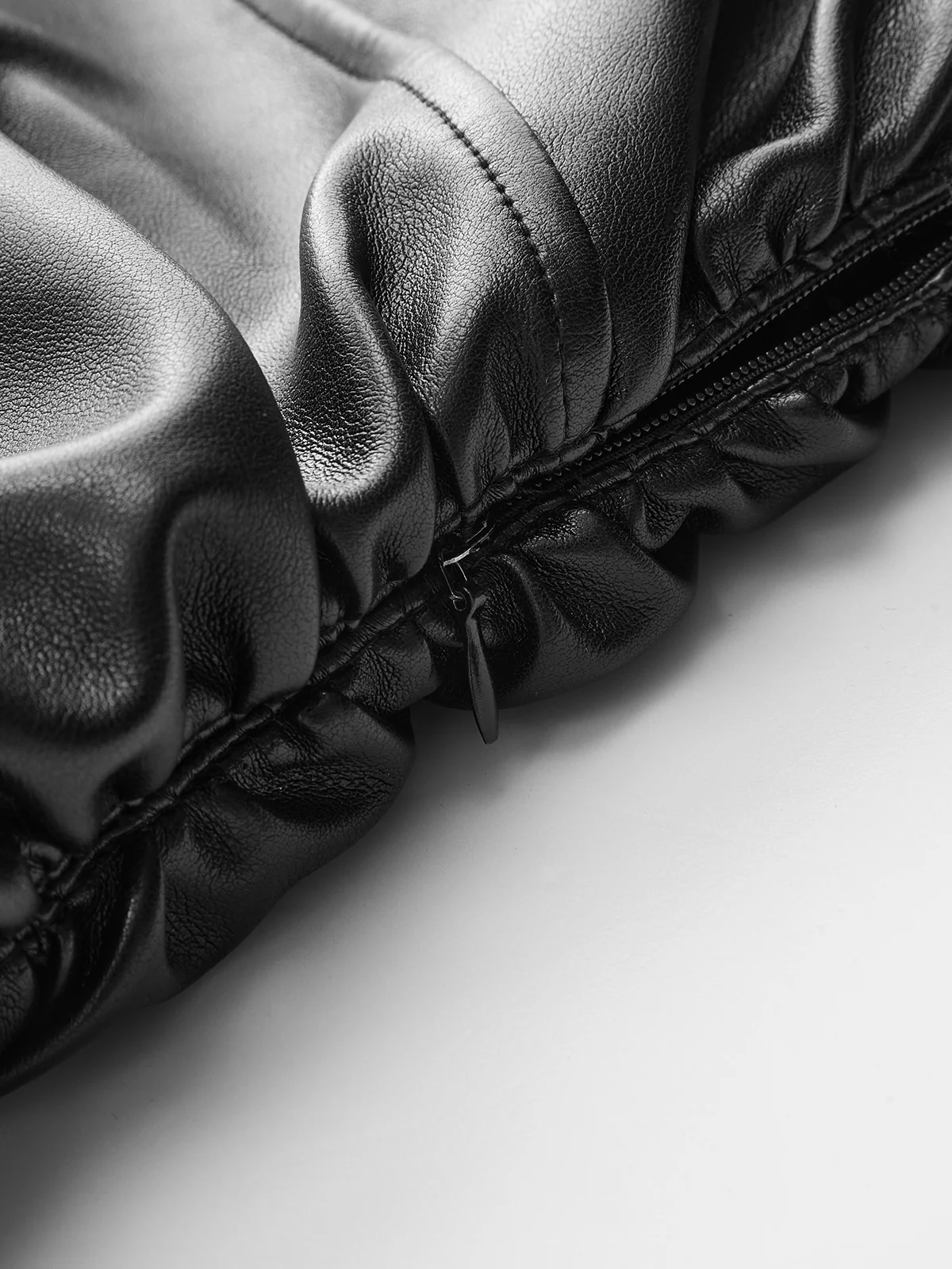 PU Leather Panel Long Sleeve Knit Dress - Image 3