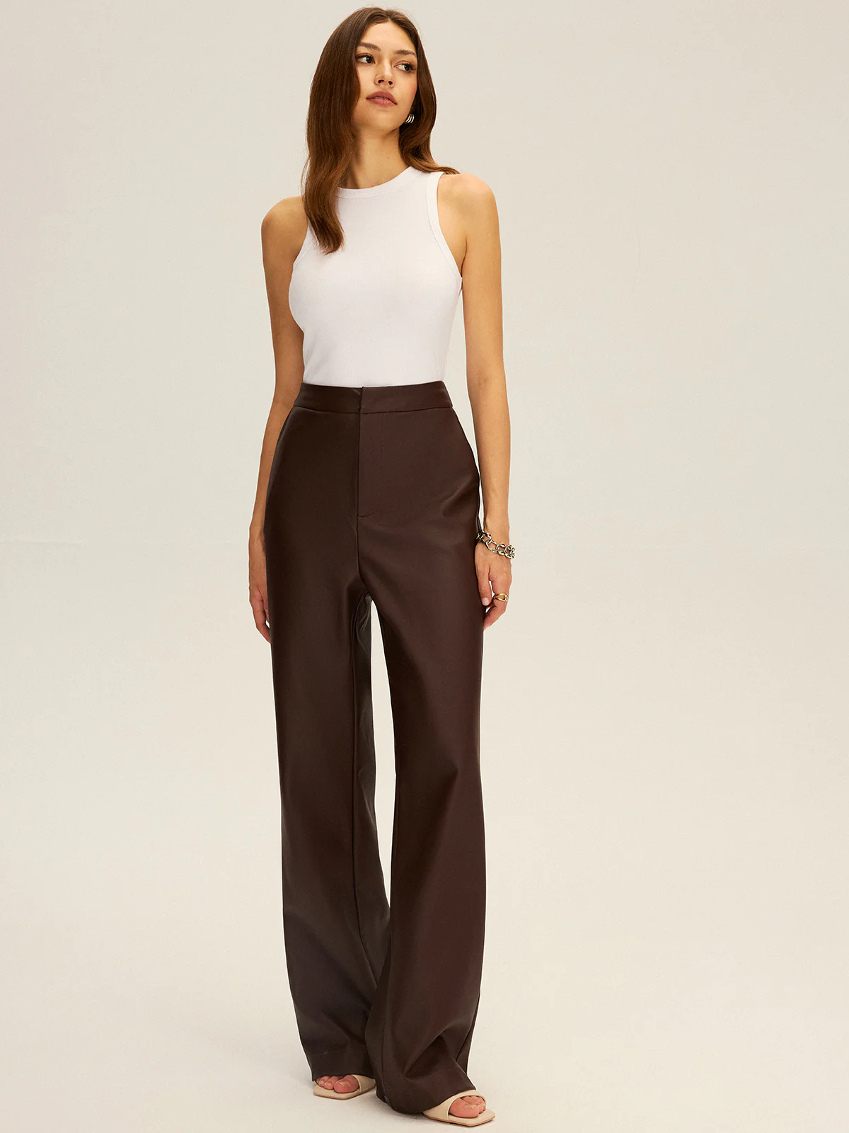 PU Leather Straight Leg Pants - Image 2