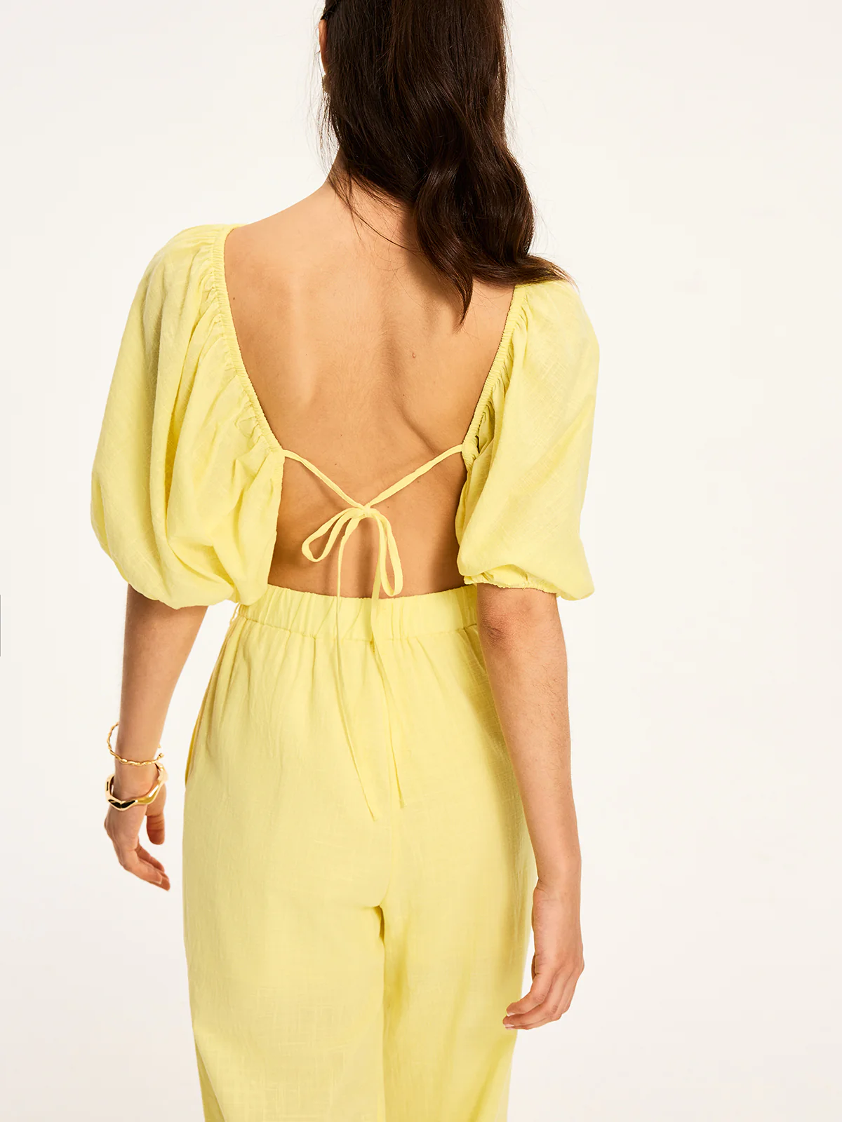 Puff-Sleeve Back-Tie Blouse - Image 7