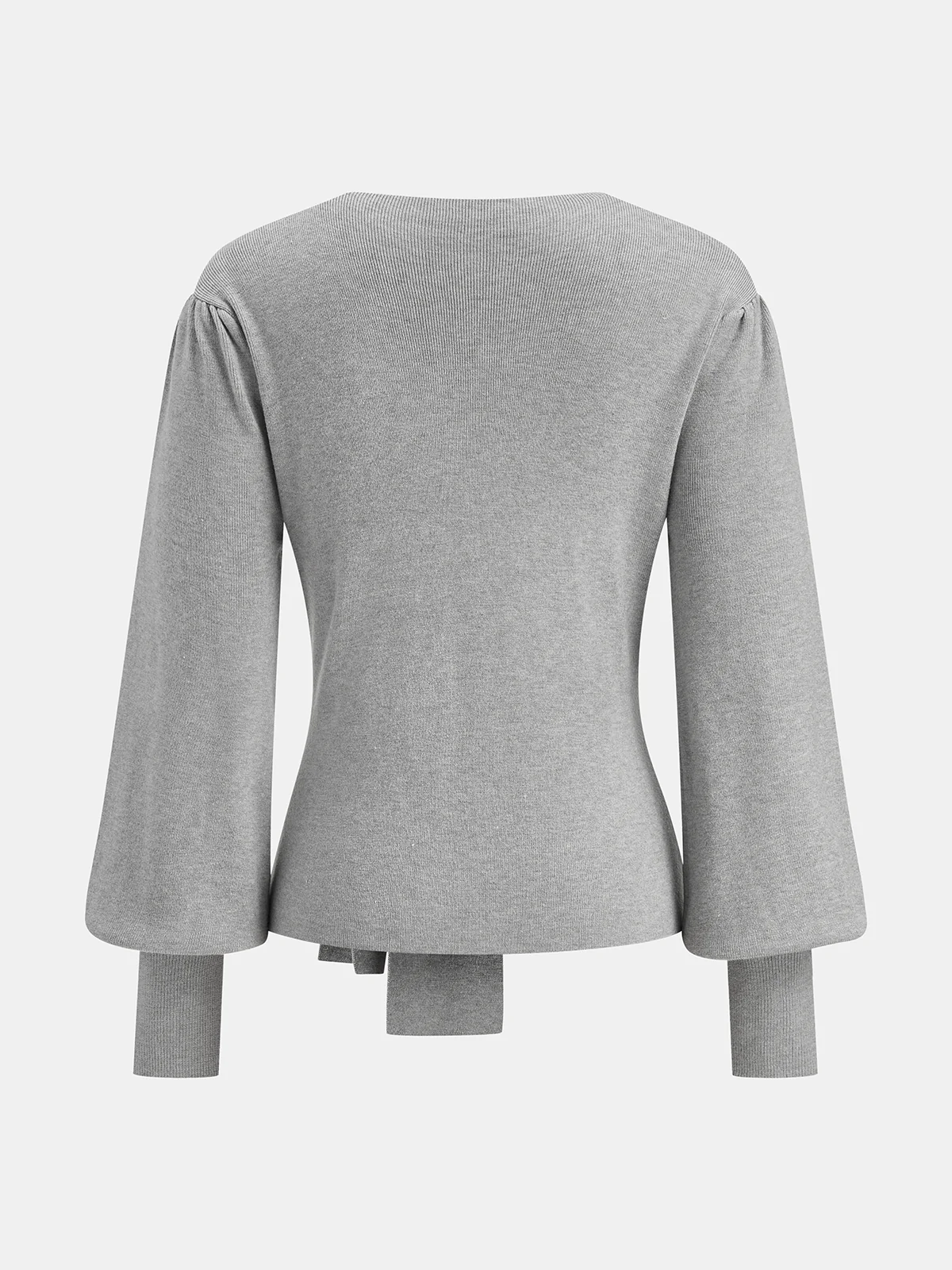 Puff-Sleeve Bow-Tie Sweater - Image 2