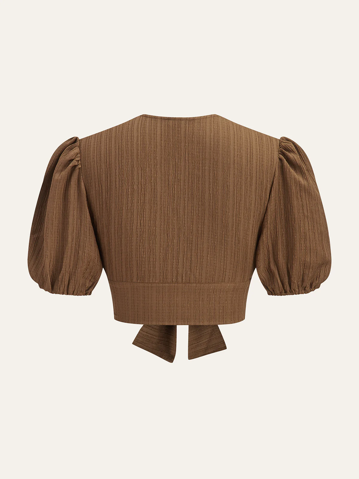 Puff-Sleeve Crop Top and Smocked-Waist Midi Skirt Set - Image 3