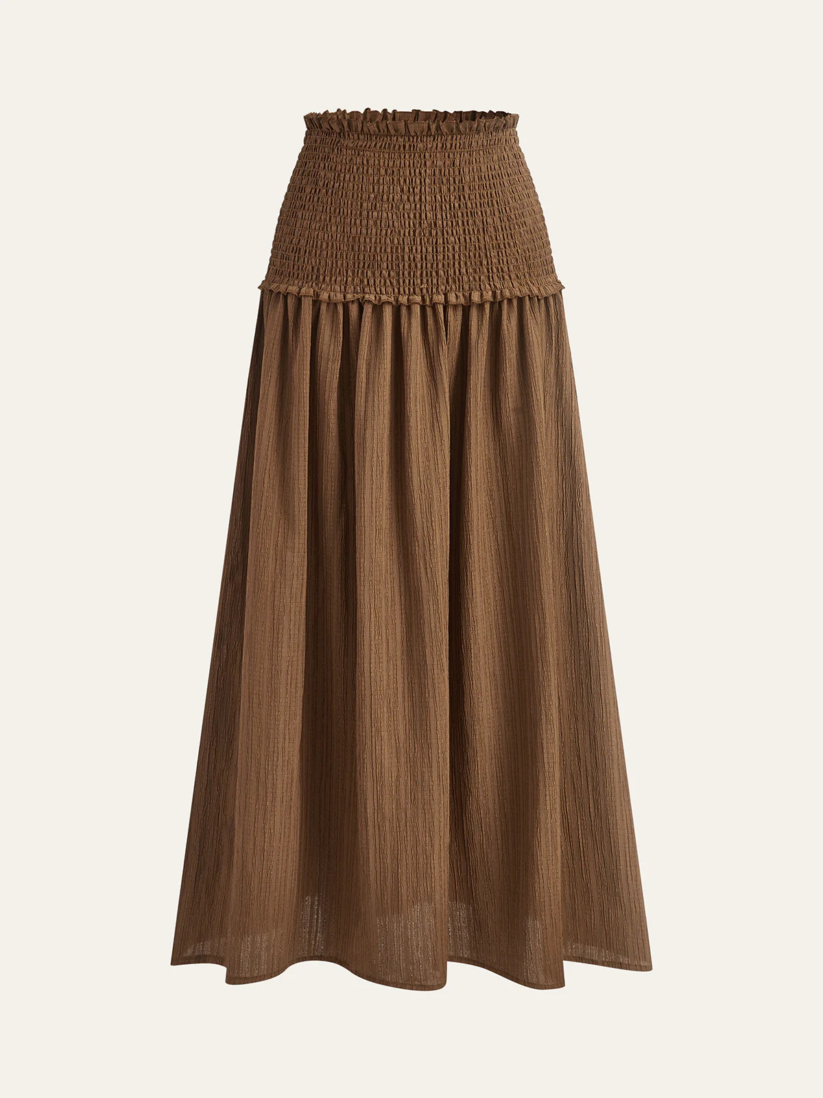 Puff-Sleeve Crop Top and Smocked-Waist Midi Skirt Set - Image 4