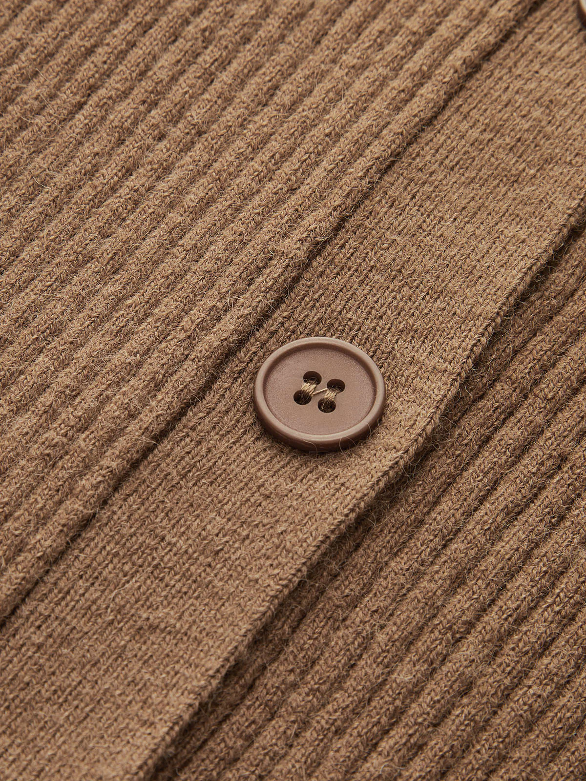 Puff Sleeve Ribbed V-Neck Cardigan - Image 5