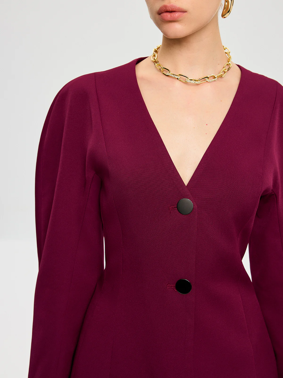 Puff Sleeve V-Neck Blazer - Image 5