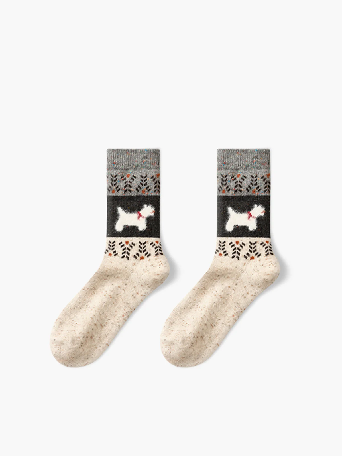 1pr Puppy Pattern Wool Socks - Image 2