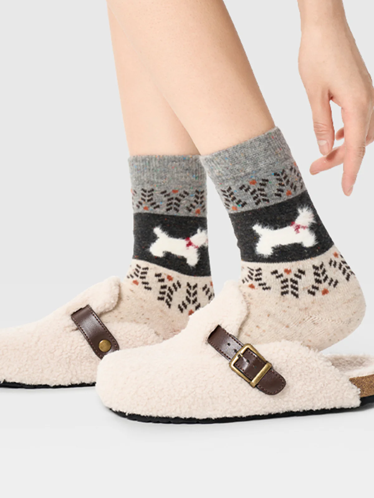 1pr Puppy Pattern Wool Socks - Image 3