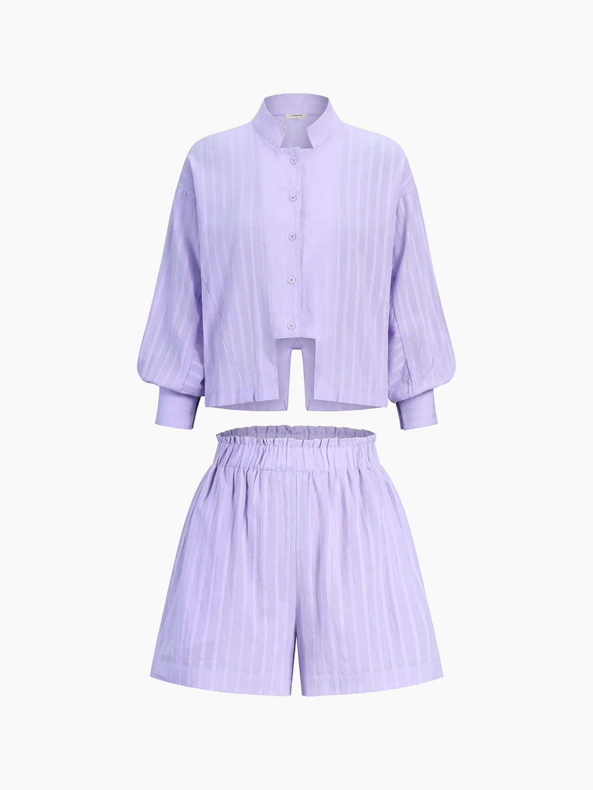Pure Cotton Pinstripe Long-Sleeve Shorts Set - Image 2
