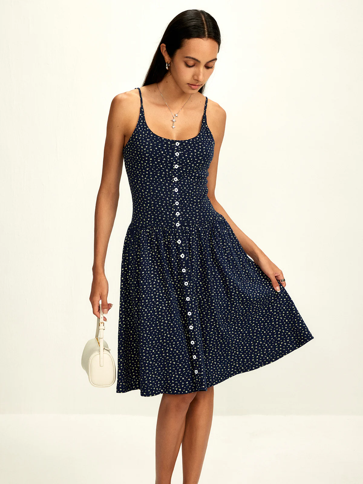 Pure Cotton Printed Breasted Dress - Image 2