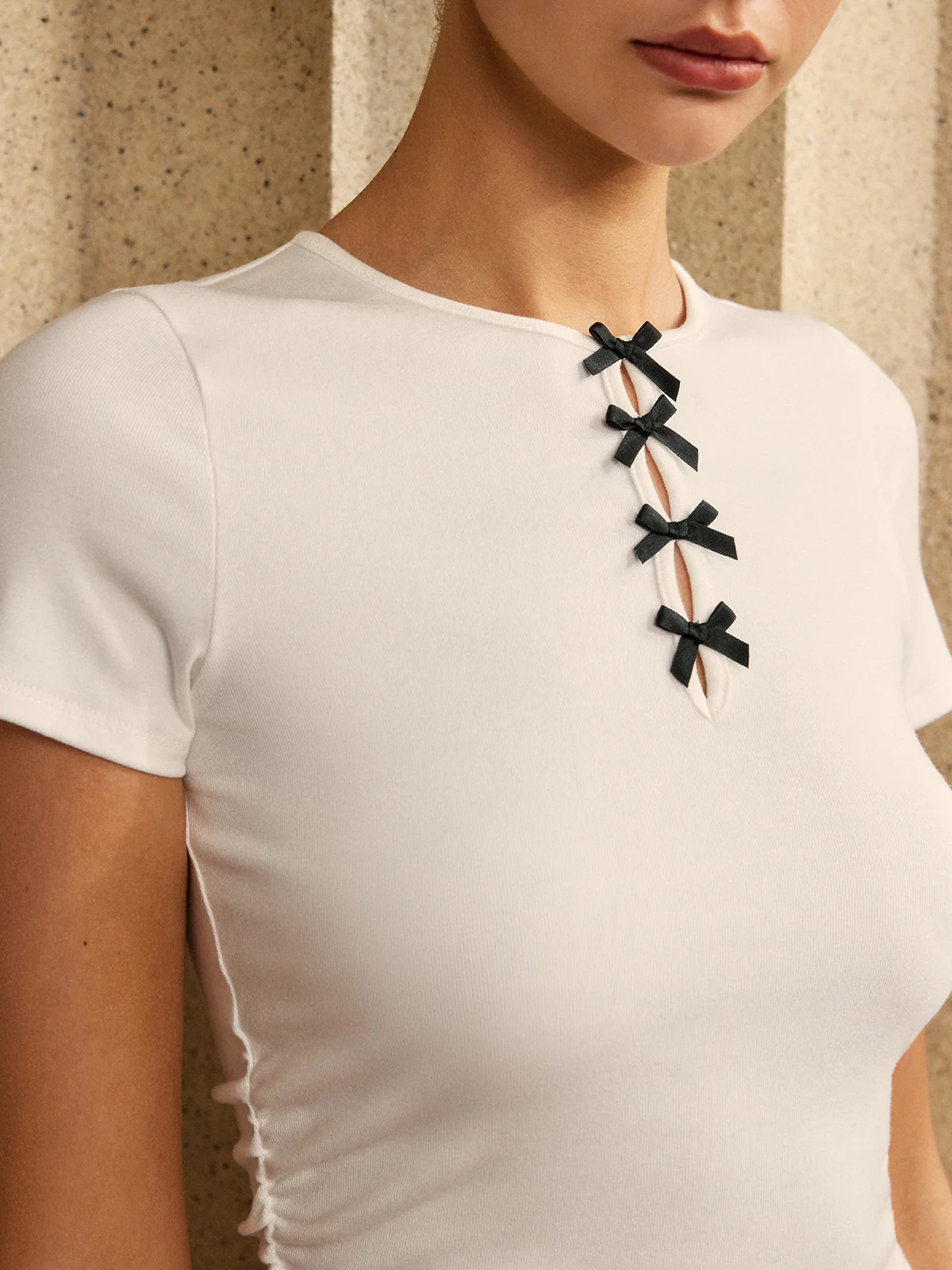 Pure Cotton Ribbon T-Shirt - Image 4