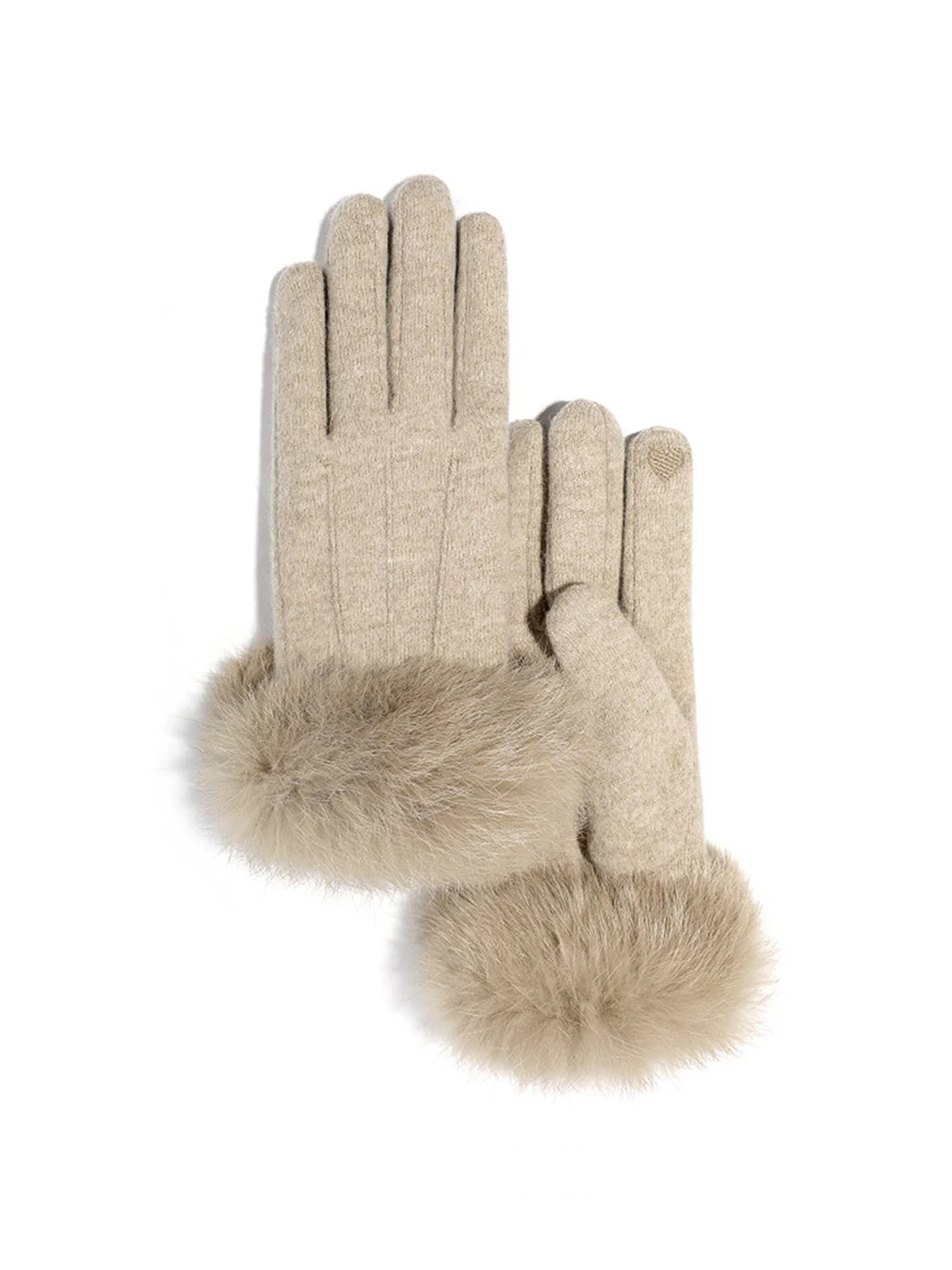 Fur Trim Cashmere Gloves - Image 2