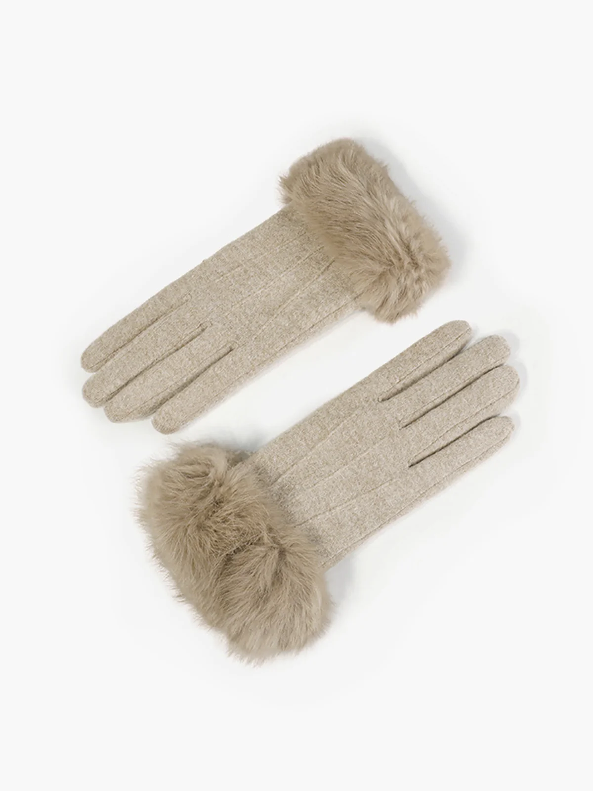 Fur Trim Cashmere Gloves - Image 3