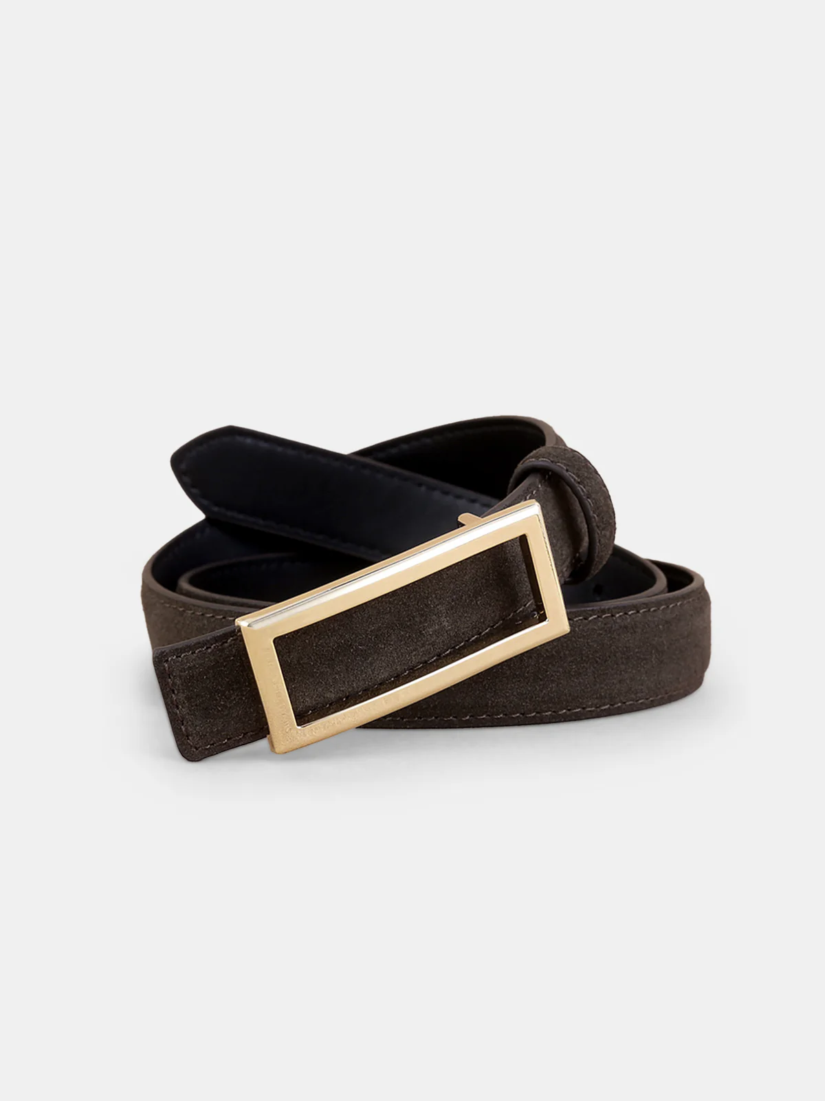 Rectangular Buckle Suede Effect Leather Belt - Image 2