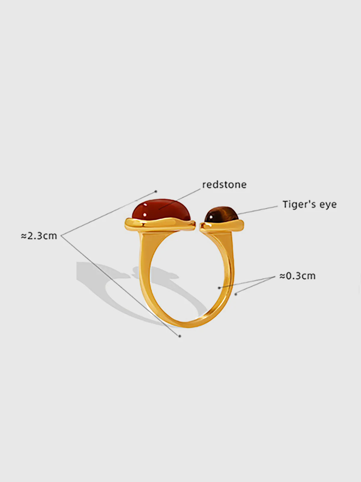 Red Jasper and Tiger Eye Open-Band Ring - Image 3