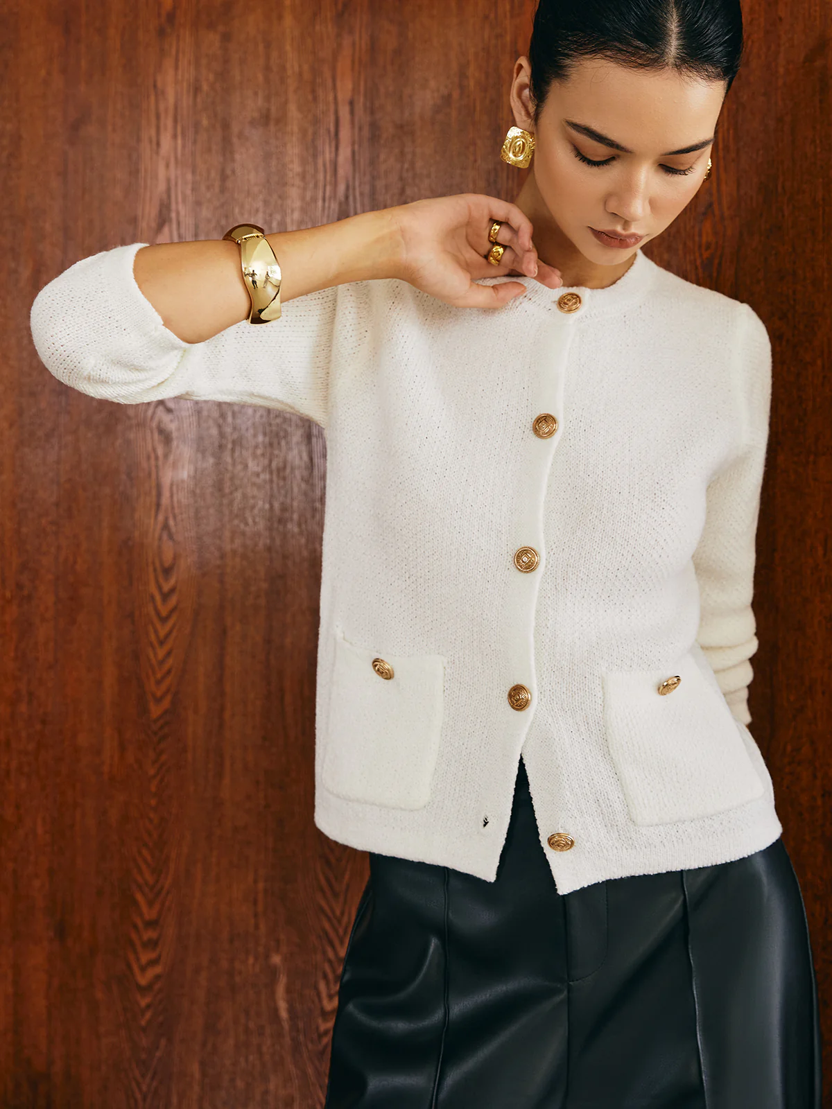 Regular Fit Metal-Button Cardigan - Image 4
