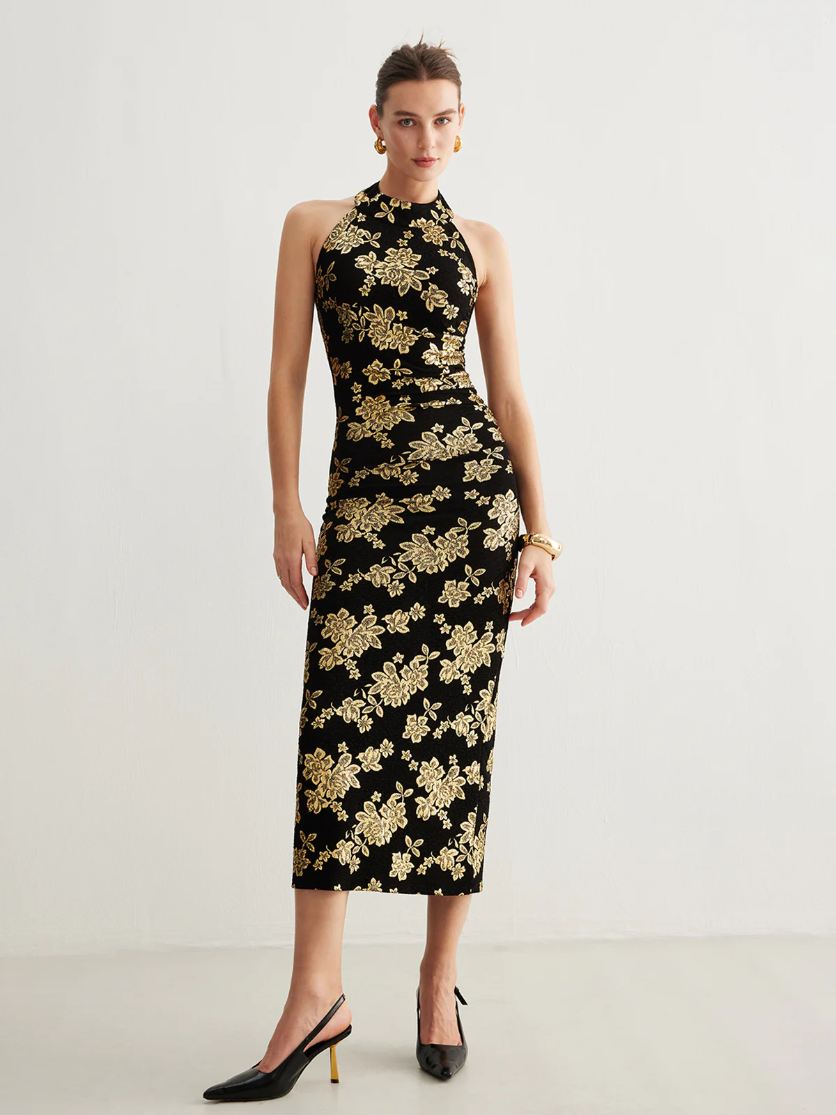 Retro Backless Slim Halter Dress - Image 4