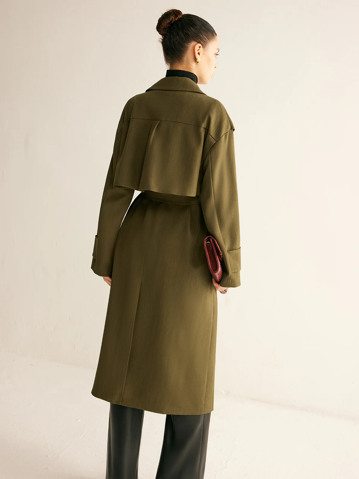 Retro Belted Long Trench Coat - Image 6