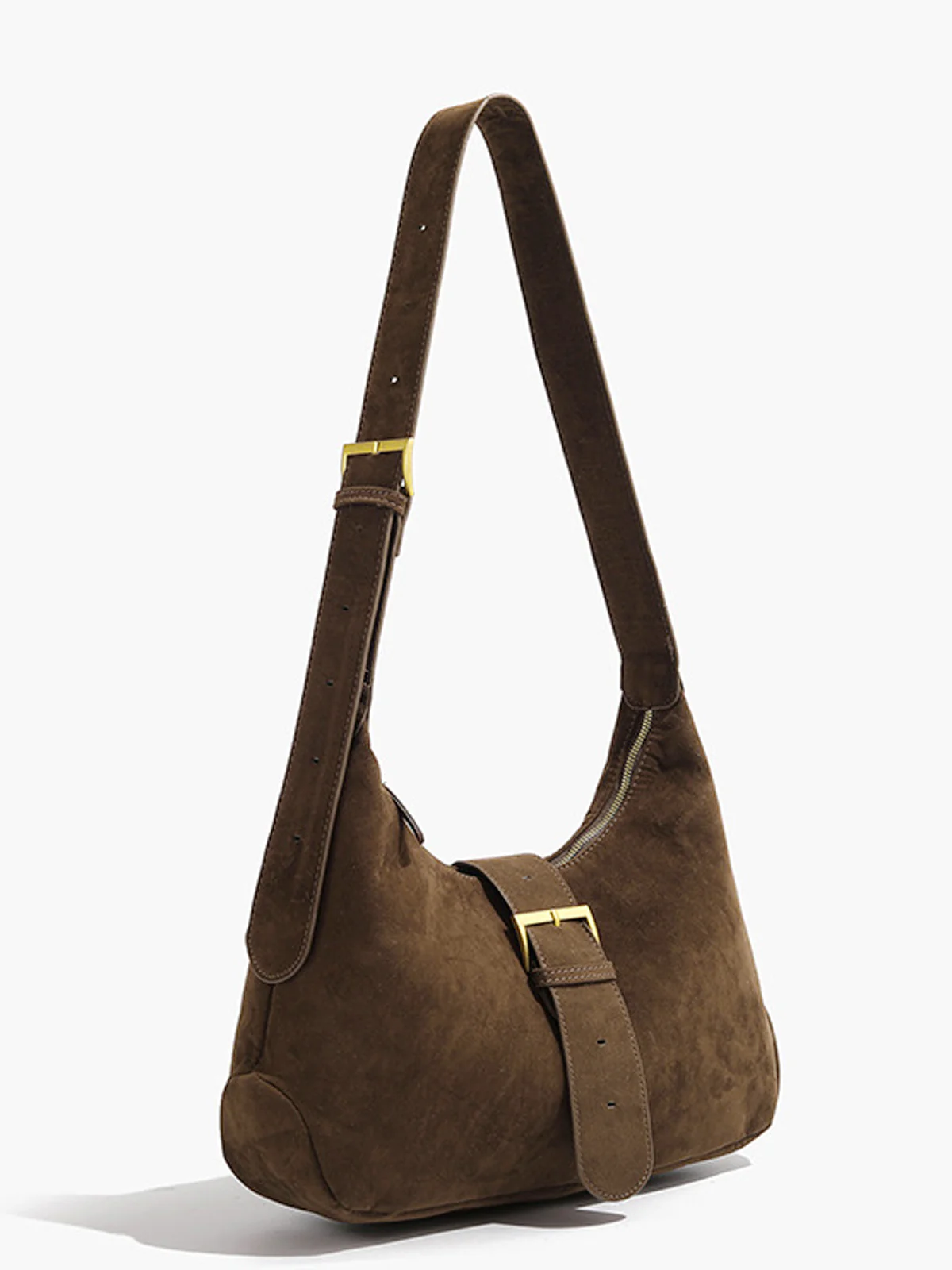 Retro Buckle & Zipper Crescent Bag - Image 3