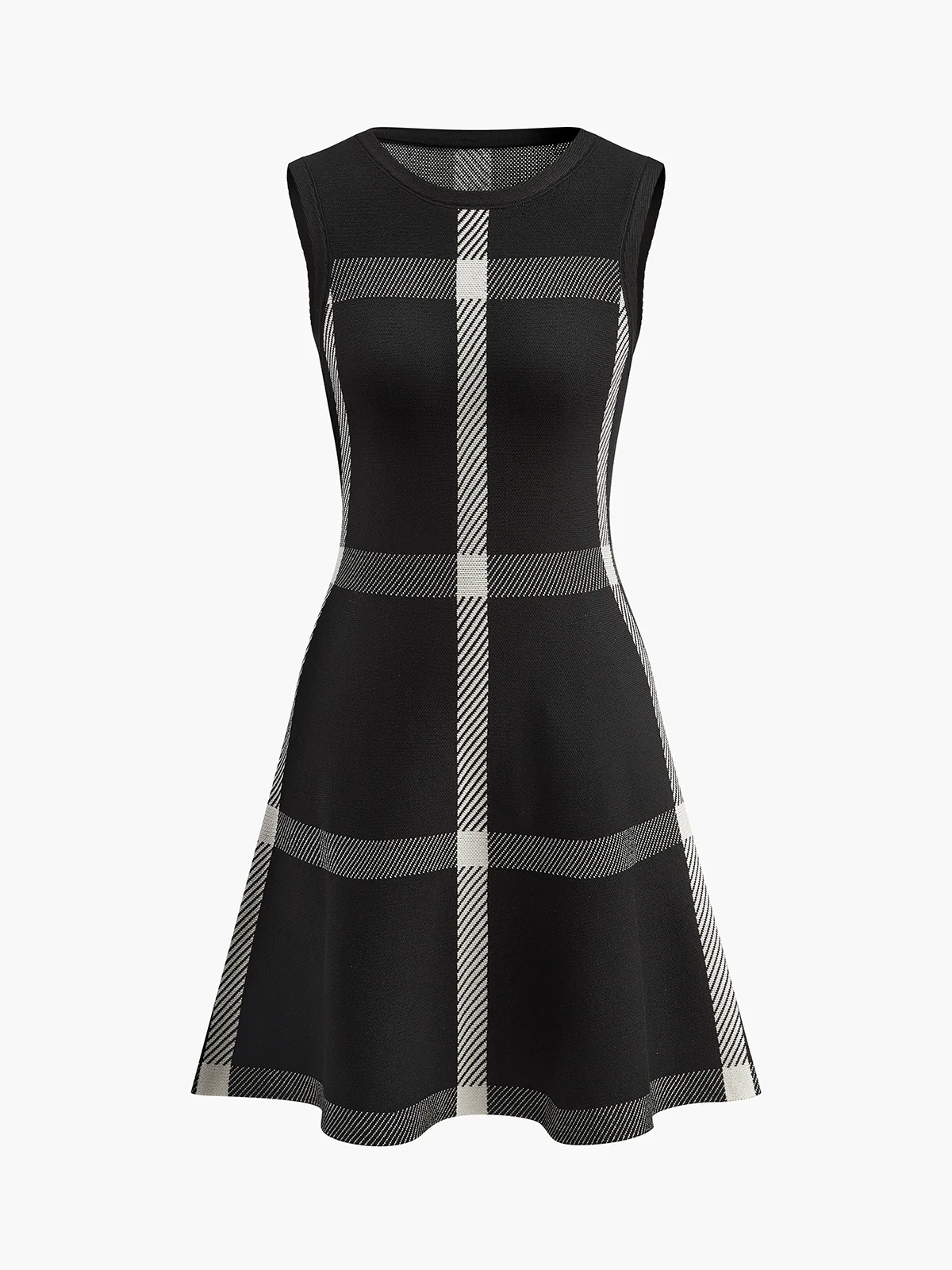 Retro Checked Knit Tank Dress - Image 6