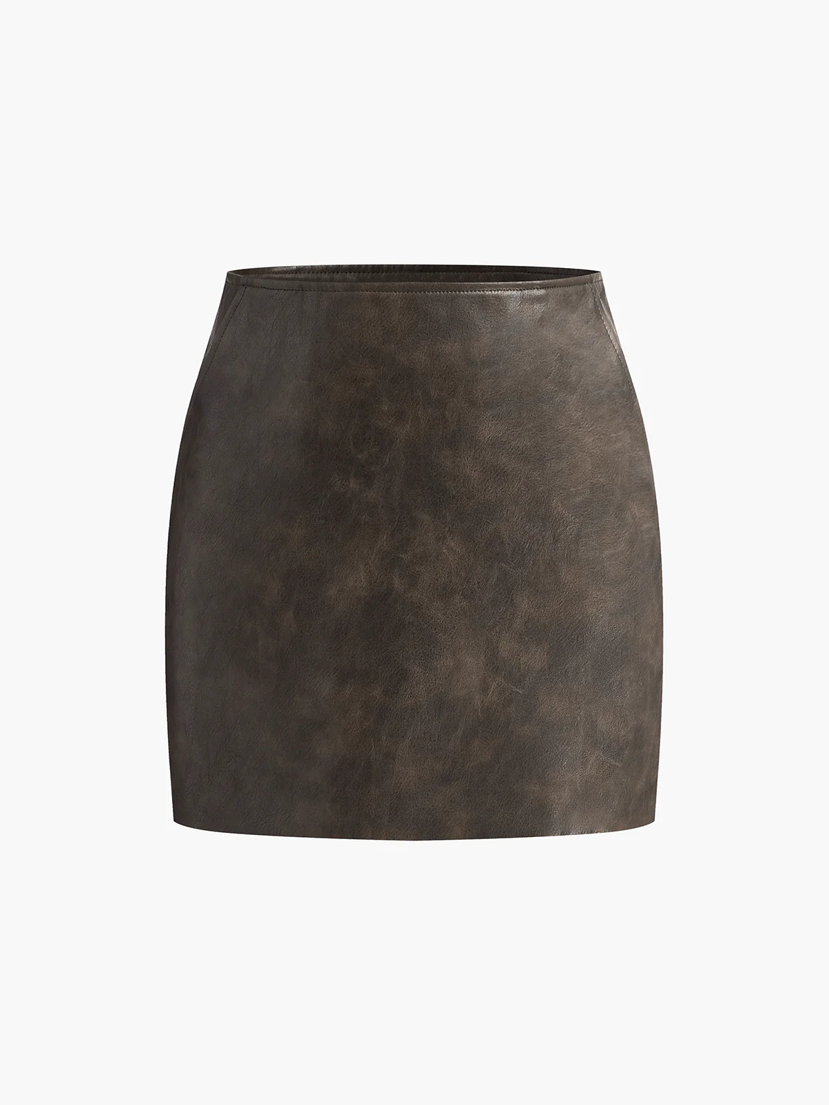 Retro Faux Leather Pockets Skirt - Image 9