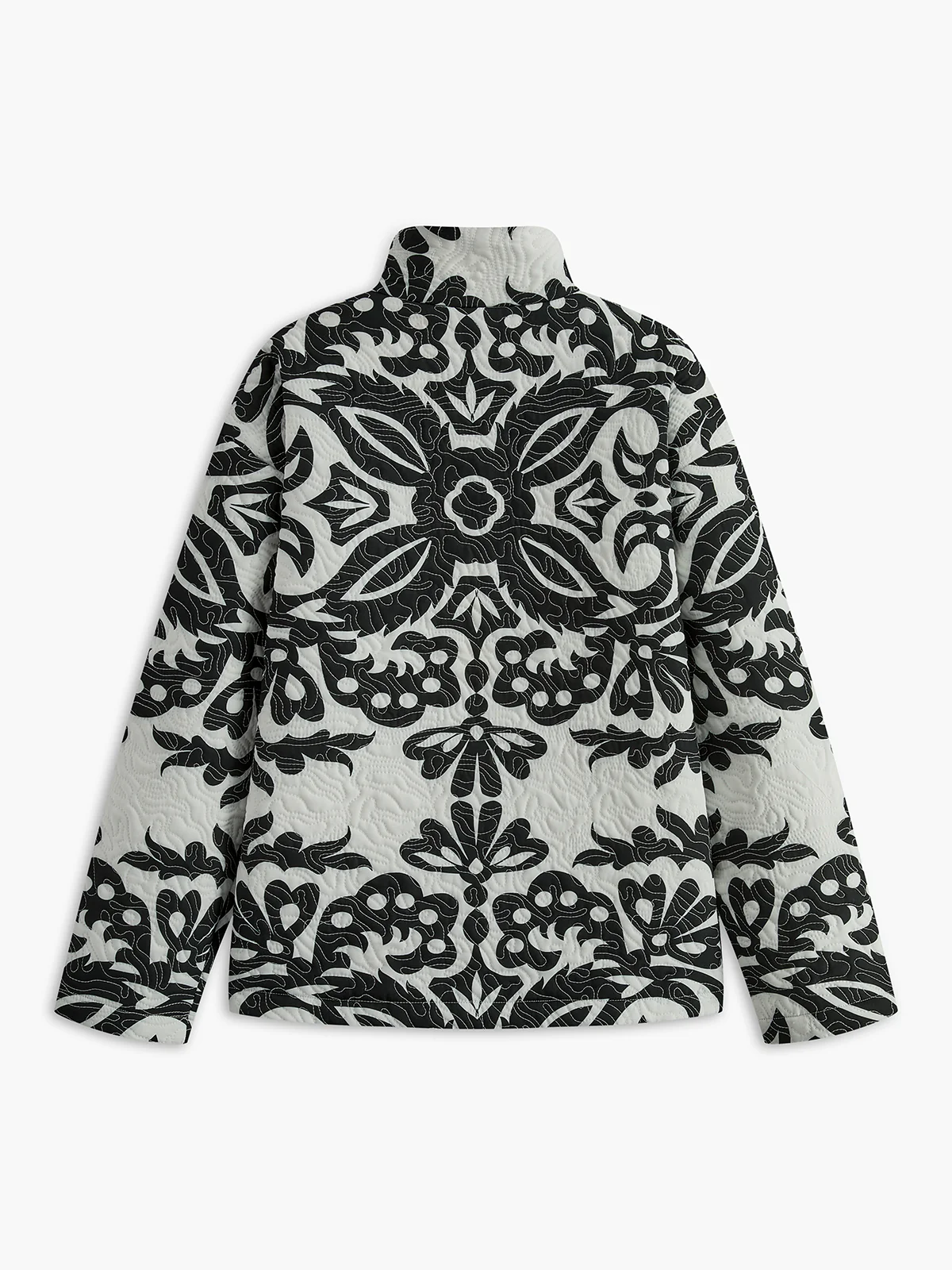 Retro Zipper Quilted Winter Coat - Image 3