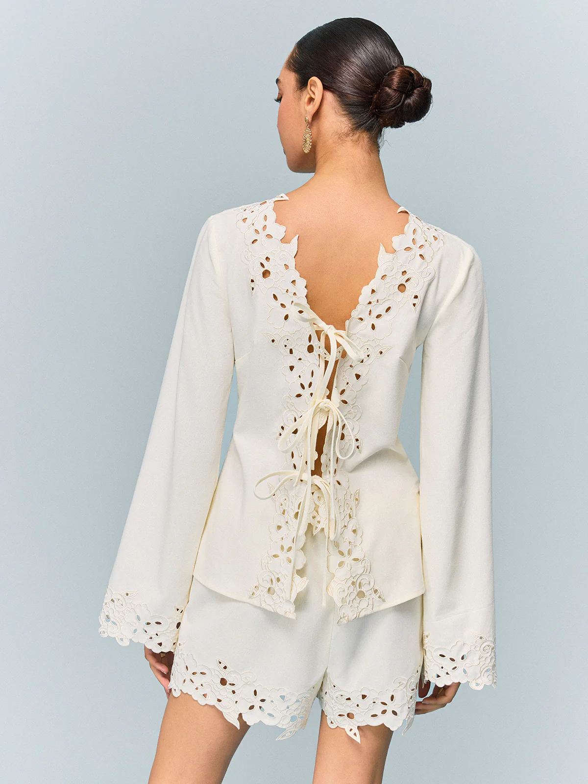 Semi-Sheer Reversible Embroidered-Lace Top - Image 2