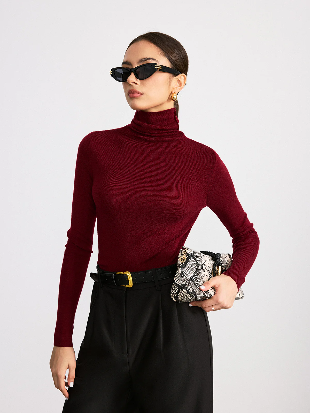 Reversible Turtleneck Wool Blend Sweater - Image 2