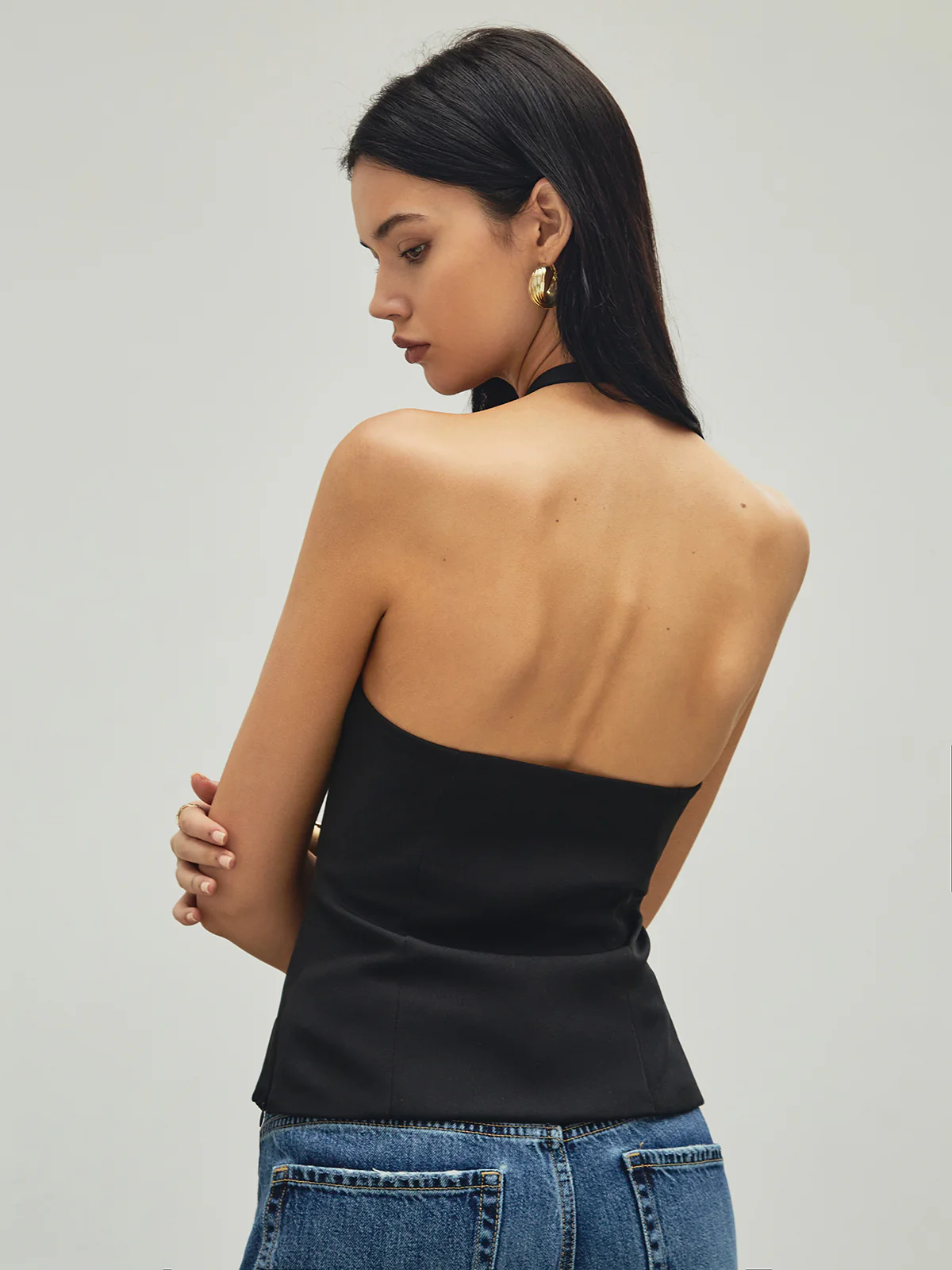 Rhinestone Bow Decor Halter Tank Top - Image 2