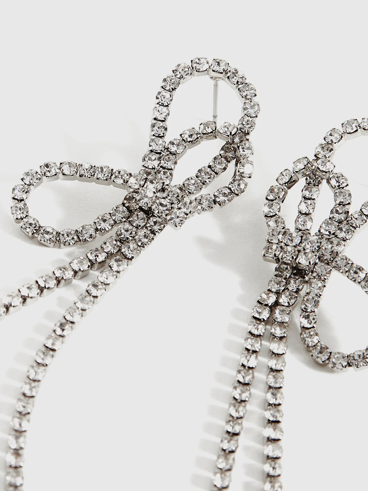Rhinestone Bow Tassel Earrings - Image 5