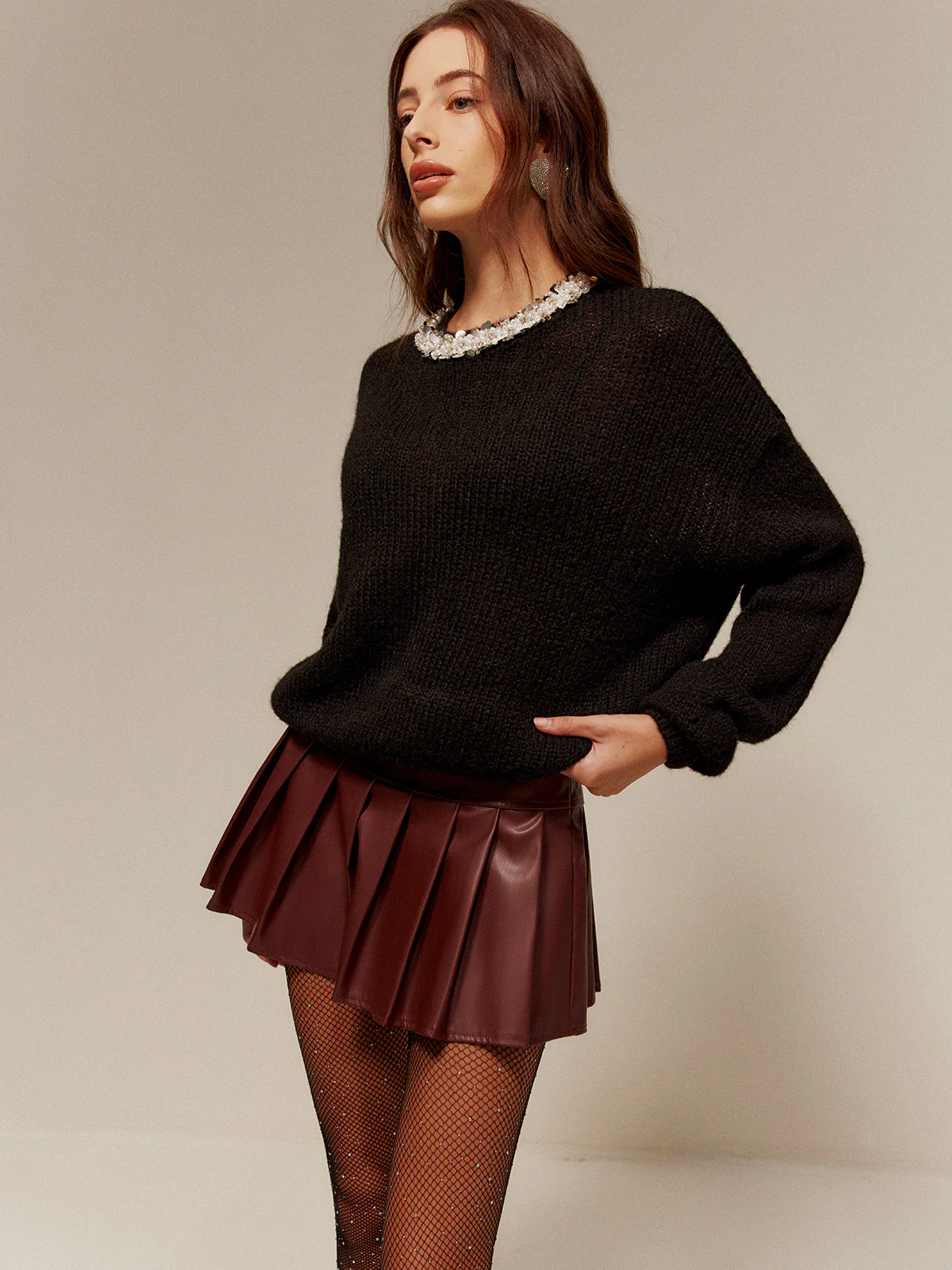 Rhinestone-Decor Cozy Sweater - Image 5