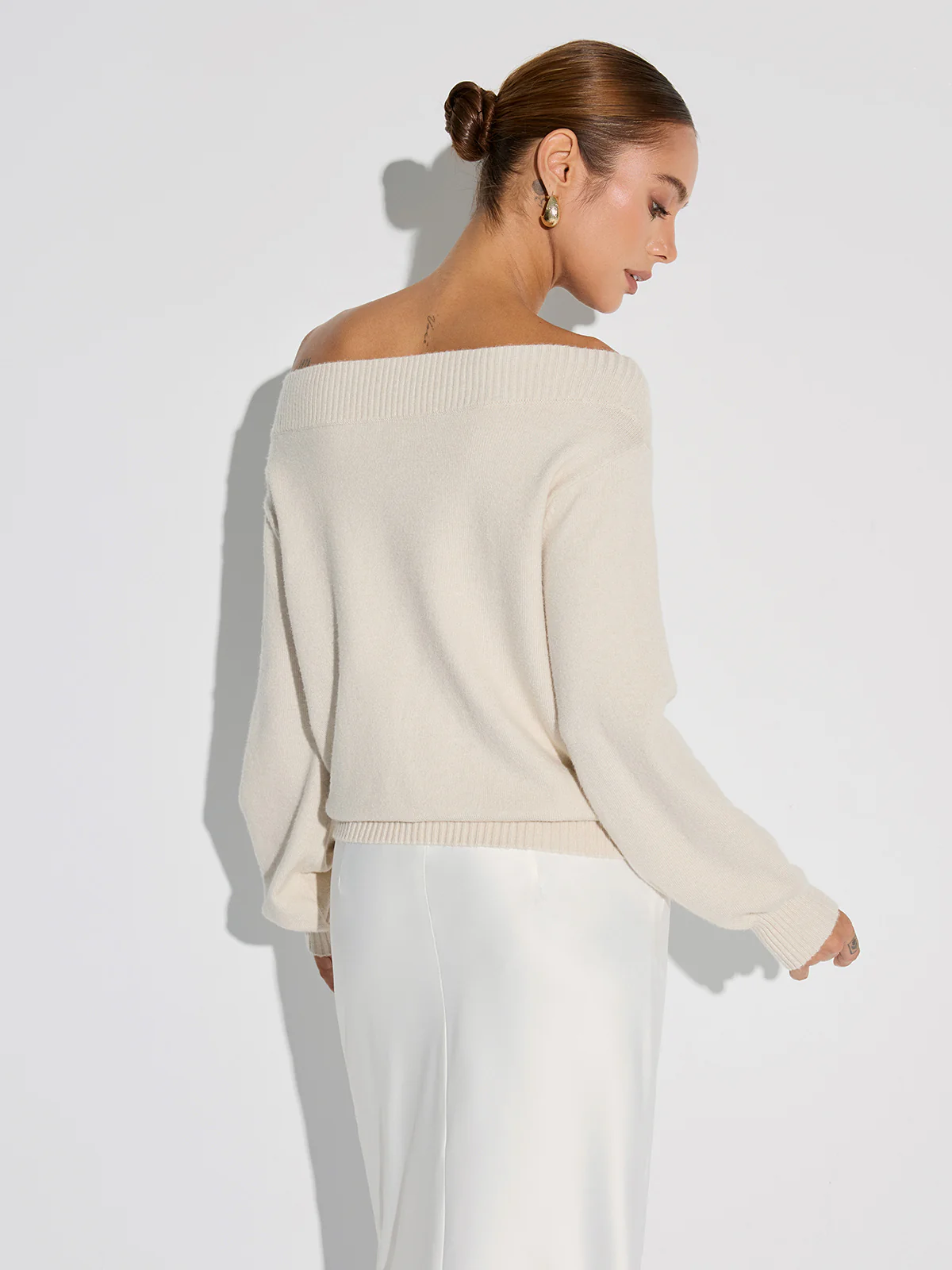 Rhinestone-Embellished Off-Shoulder Sweater - Image 5