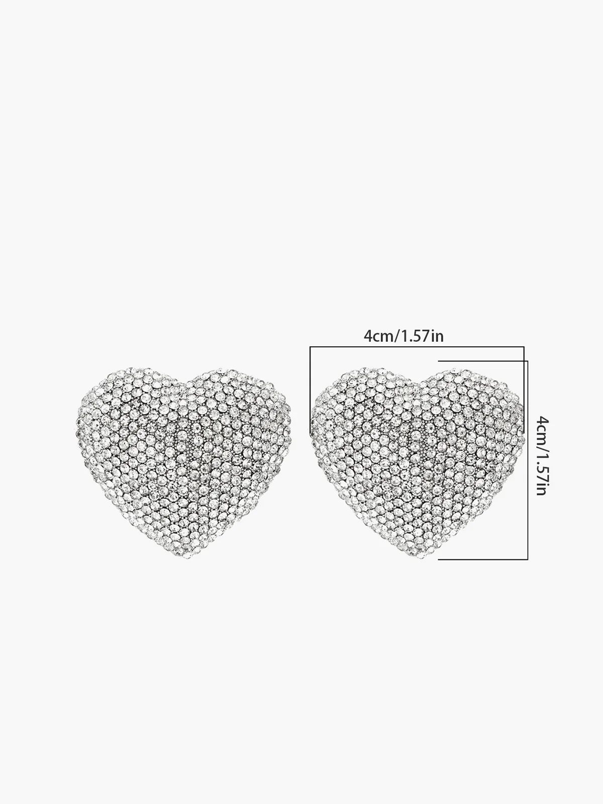 Rhinestone Heart Stud Earrings - Image 6