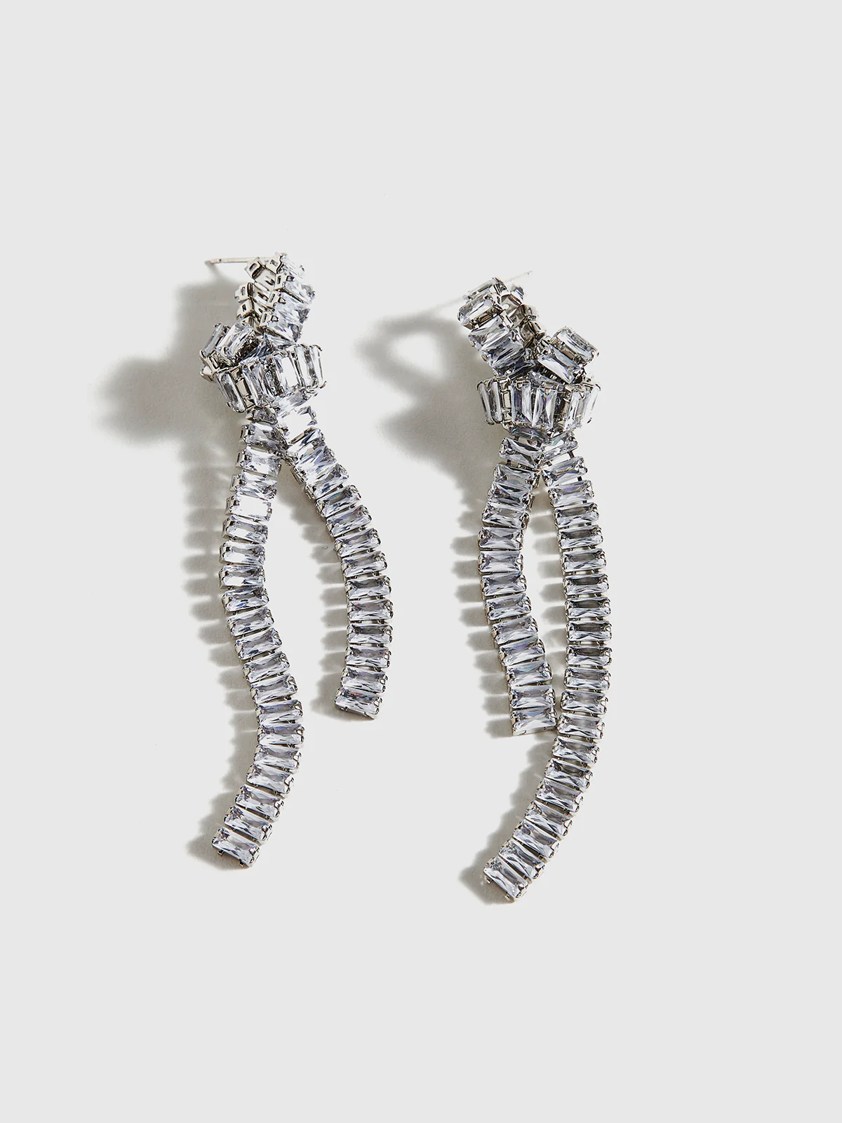 Rhinestone Knotted Tassel Earrings - Image 2