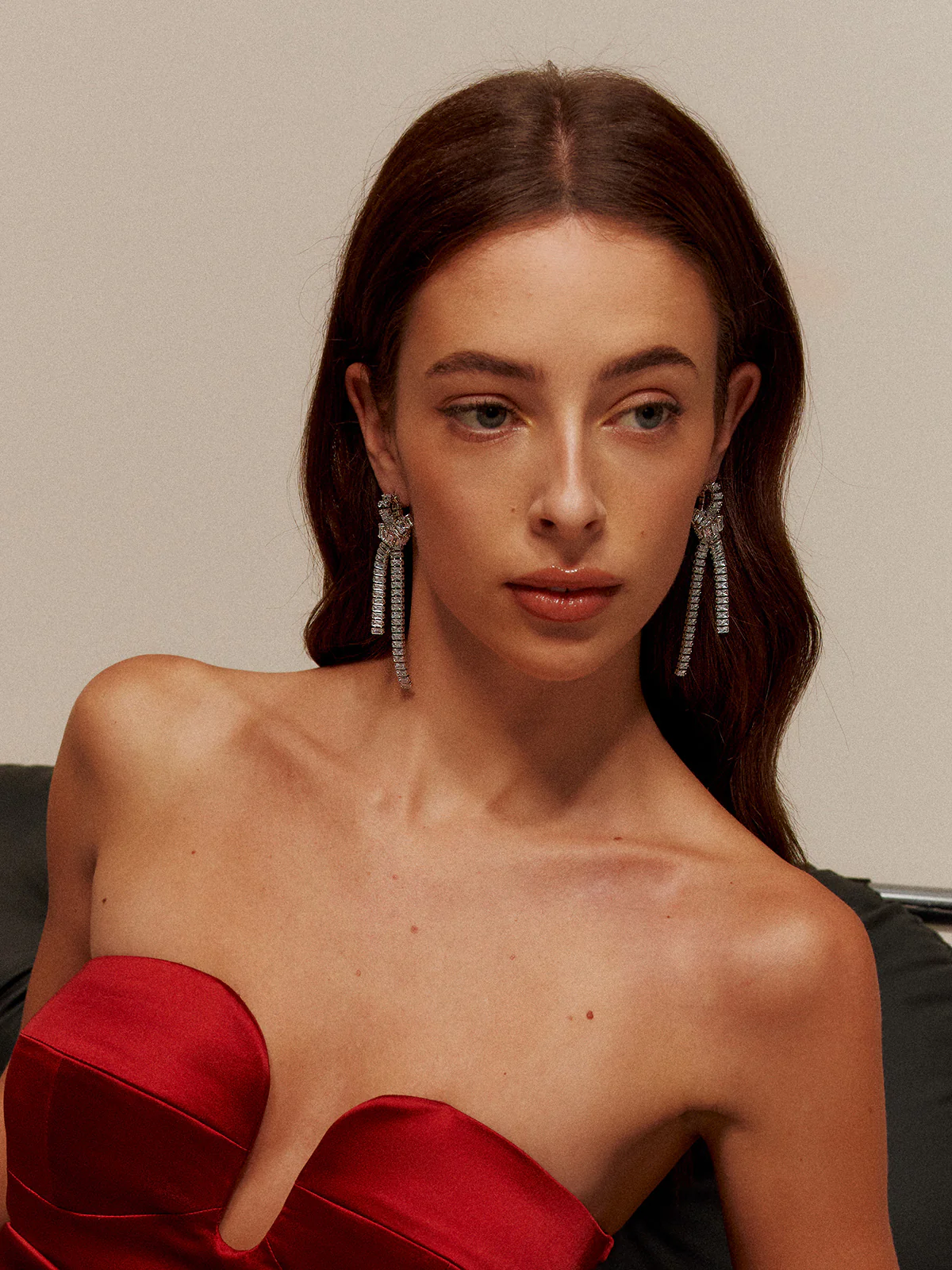 Rhinestone Knotted Tassel Earrings - Image 3