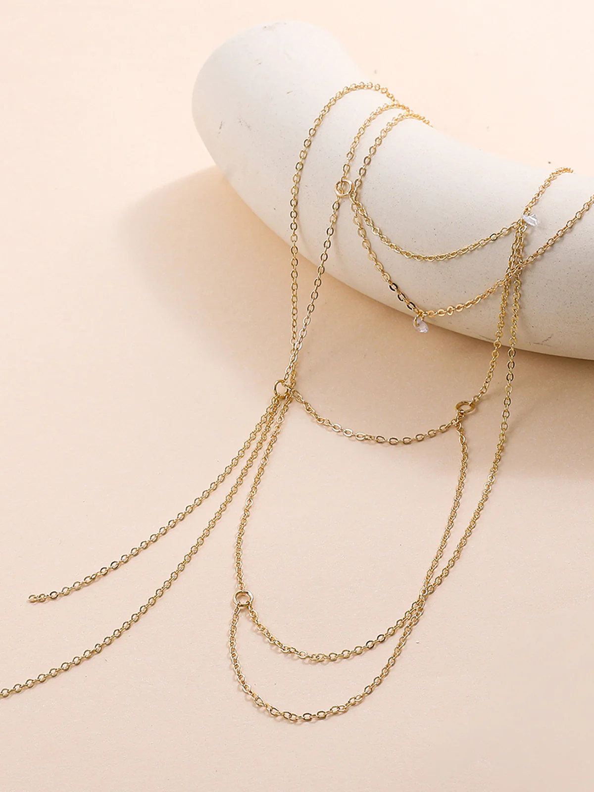 Rhinestone Stacking Tassel Necklace - Image 4